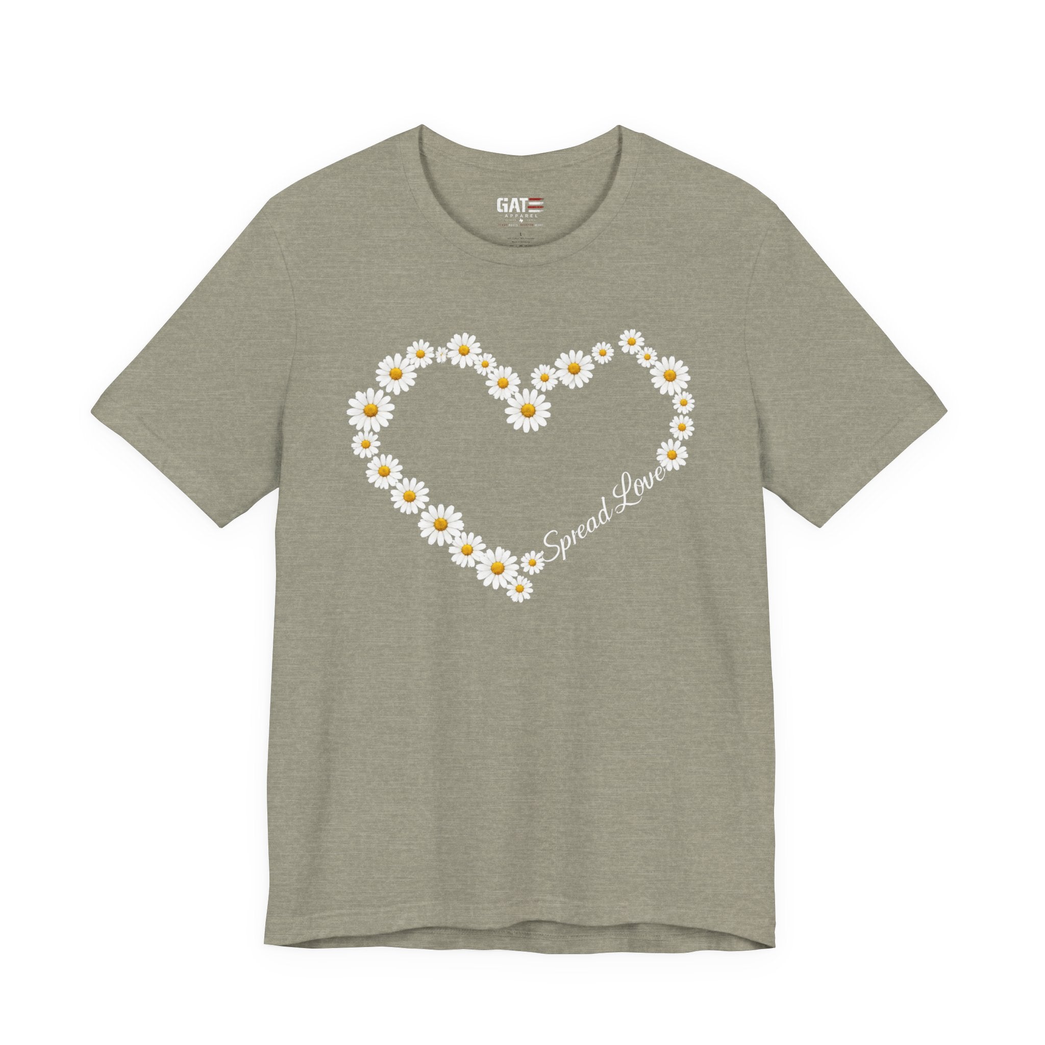 Daisy Heart Tee — "Spread Love" Floral Graphic T-Shirt