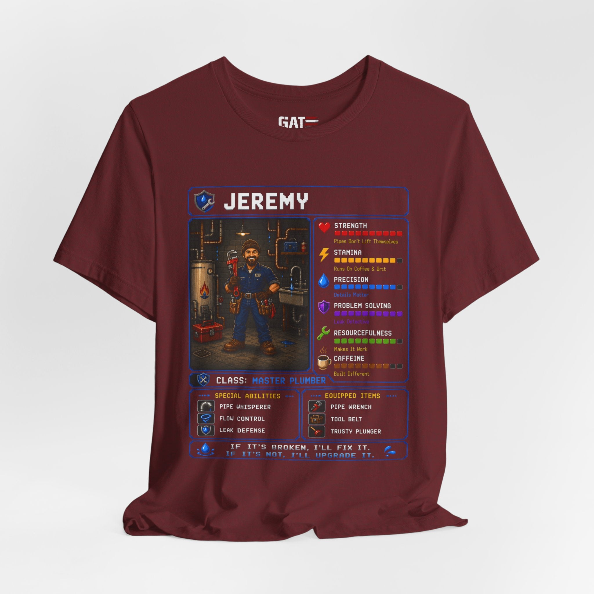 Custom Plumber RPG Character Shirt | Personalized Plumber Gift