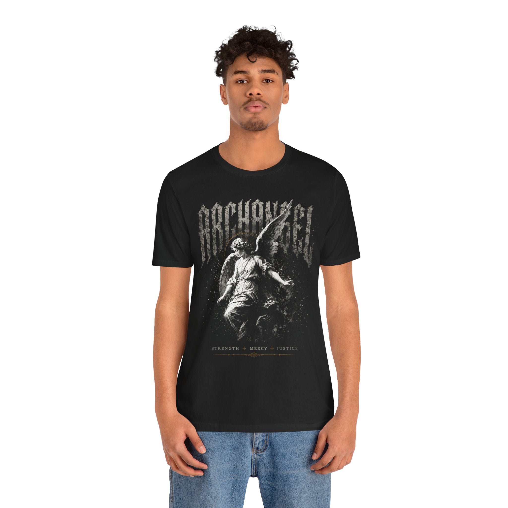 Archangel Graphic Tee — Strength, Mercy & Justice Angel T-Shirt