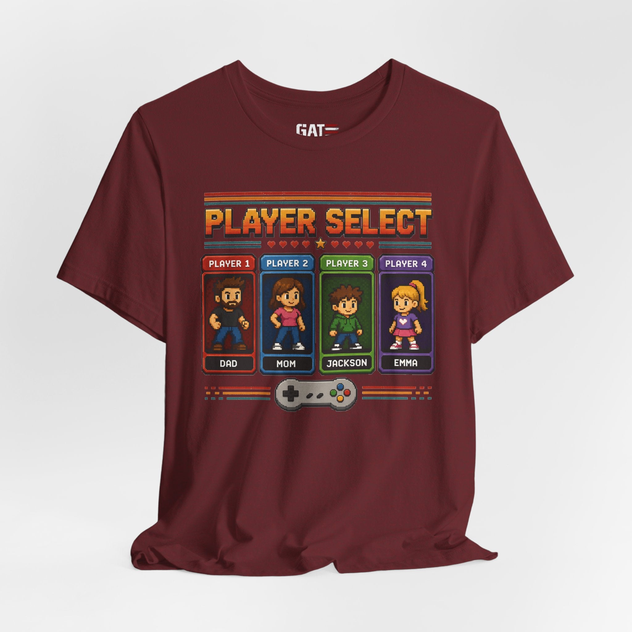 Personalized Gamer Family Shirt, Custom Family Gaming Shirt, Retro Video Game Family Tee, Gamer Dad Mom Kids Gift Shirt