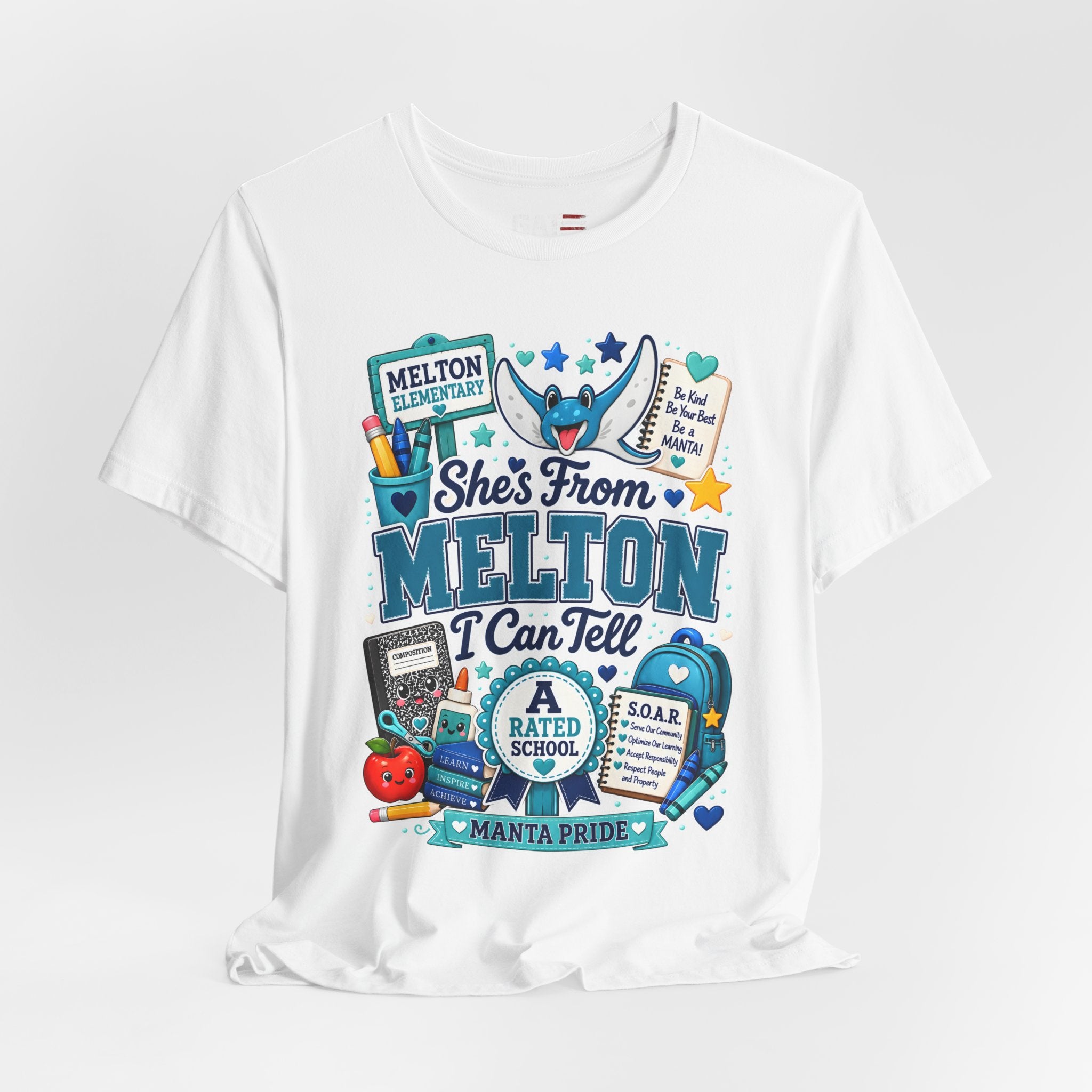 She's From Melton School Tee — Manta Pride Elementary Graphic T‑Shirt