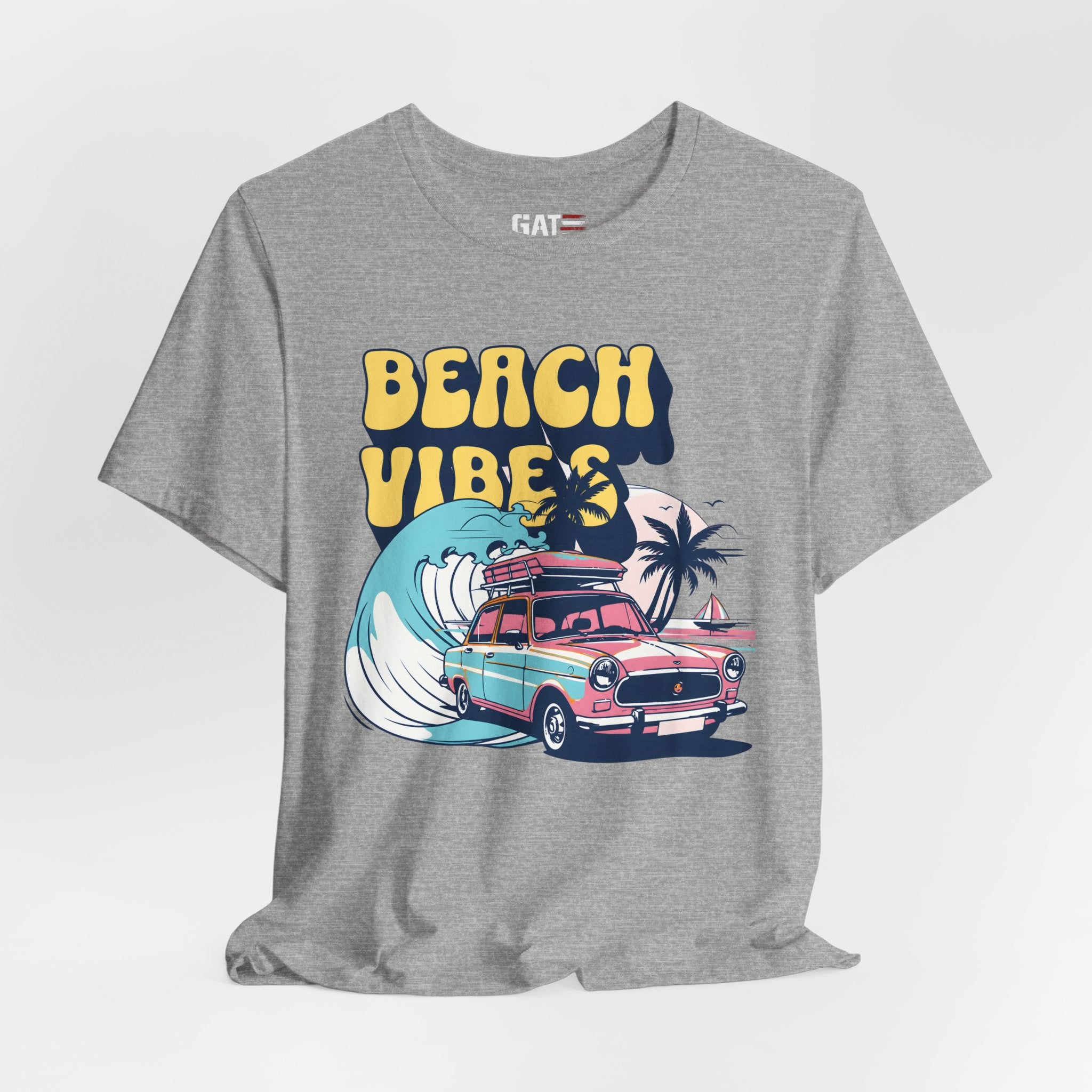 Beach Vibes Shirt, Retro Beach Tee, Vintage Summer Shirt, Coastal Vacation T Shirt, Surf Car Graphic Tee, Groovy Beach Lover Gift