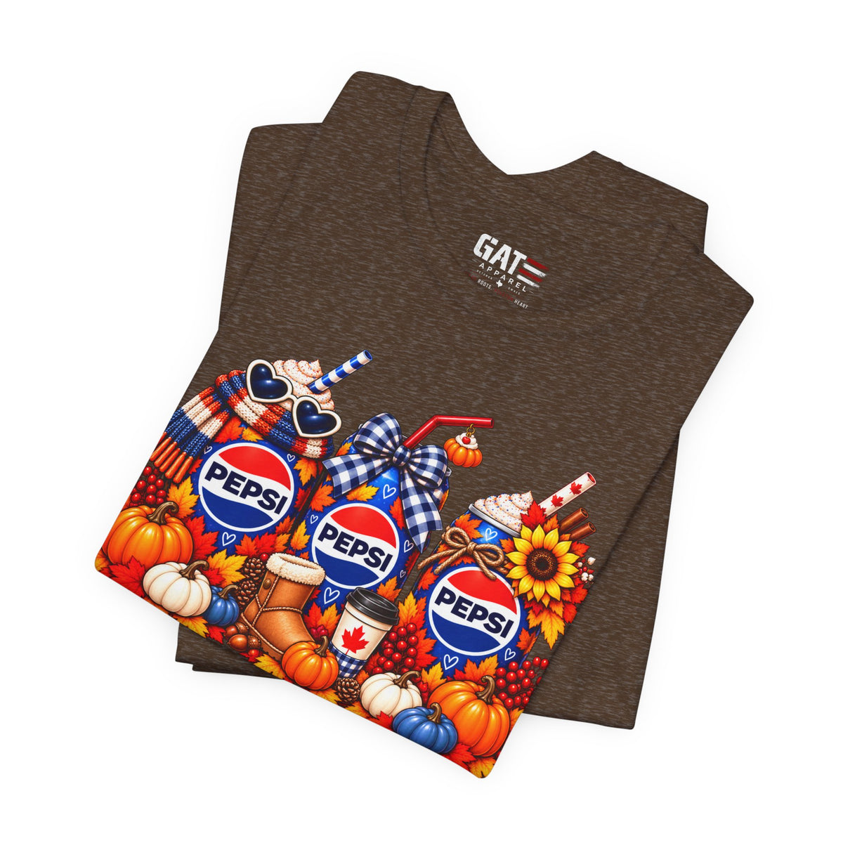Pepsi Pumpkin Fall T‑Shirt — Autumn Pumpkin & Sunflower Soda Design