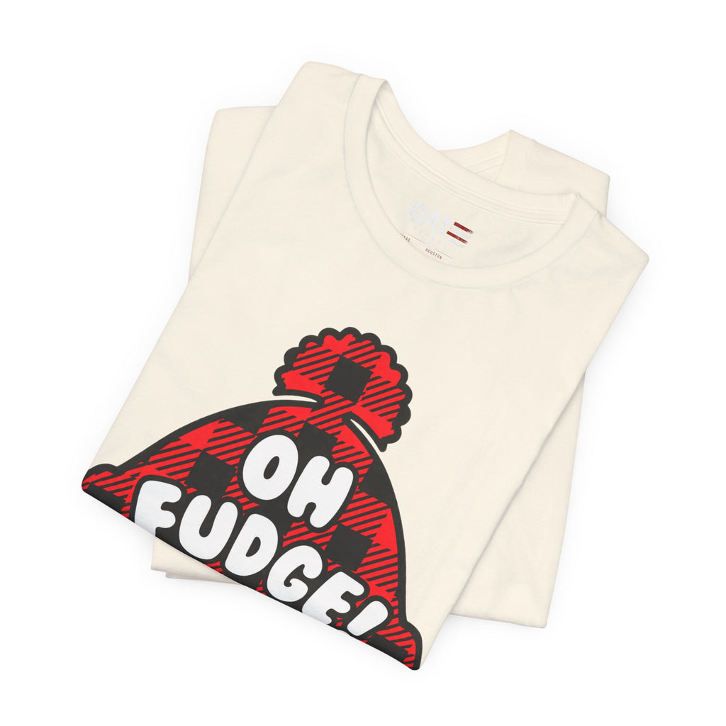 Oh Fudge! Plaid Beanie Graphic Tee — Funny Holiday Winter Shirt