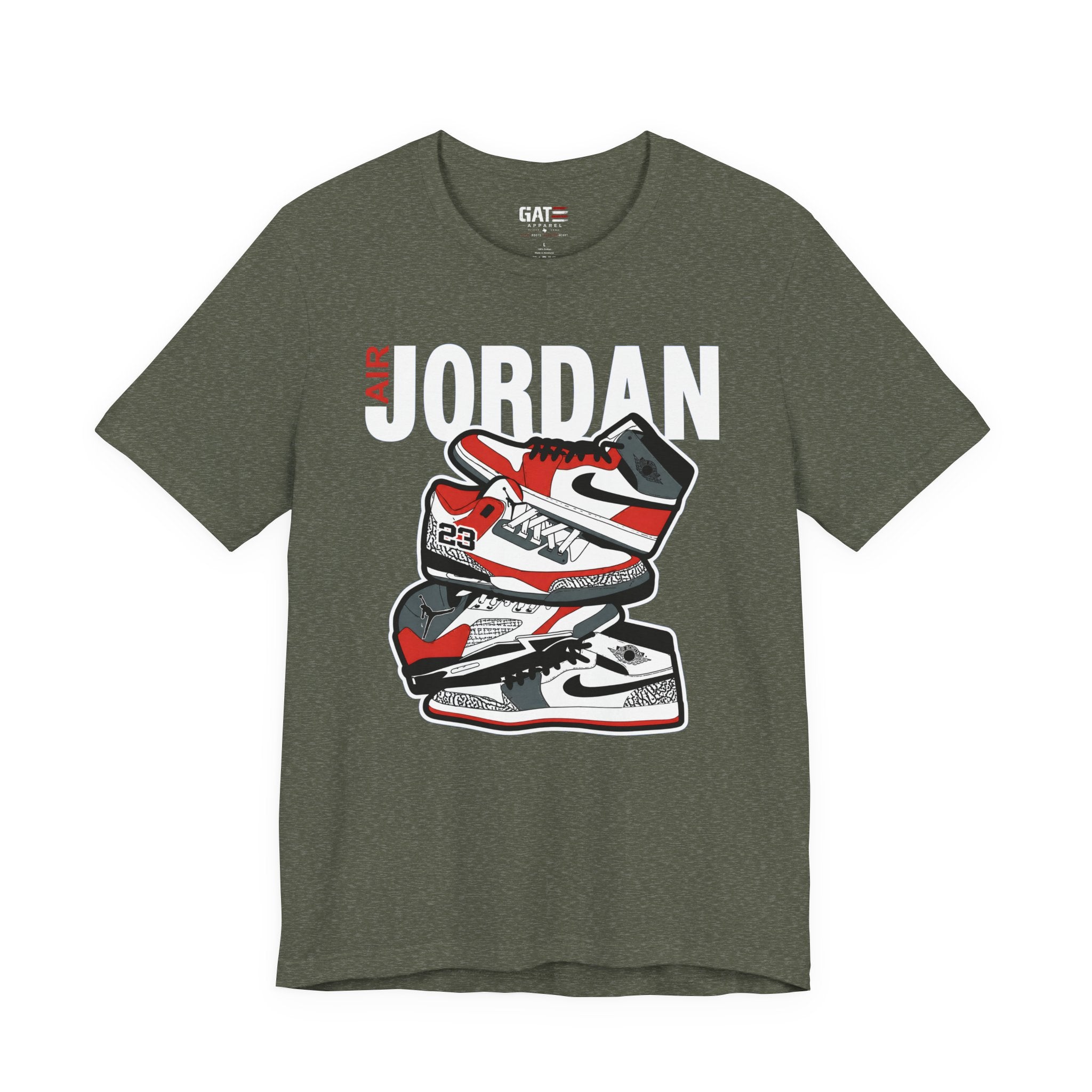 Jordan Sneaker Stack Tee — Retro Air Shoe Graphic T-Shirt