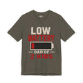 Low Battery Dad of 2 Kids Shirt, Funny Tired Dad Tee, Father of Four Gift, Parenting Humor Shirt, Exhausted Dad Graphic Tee