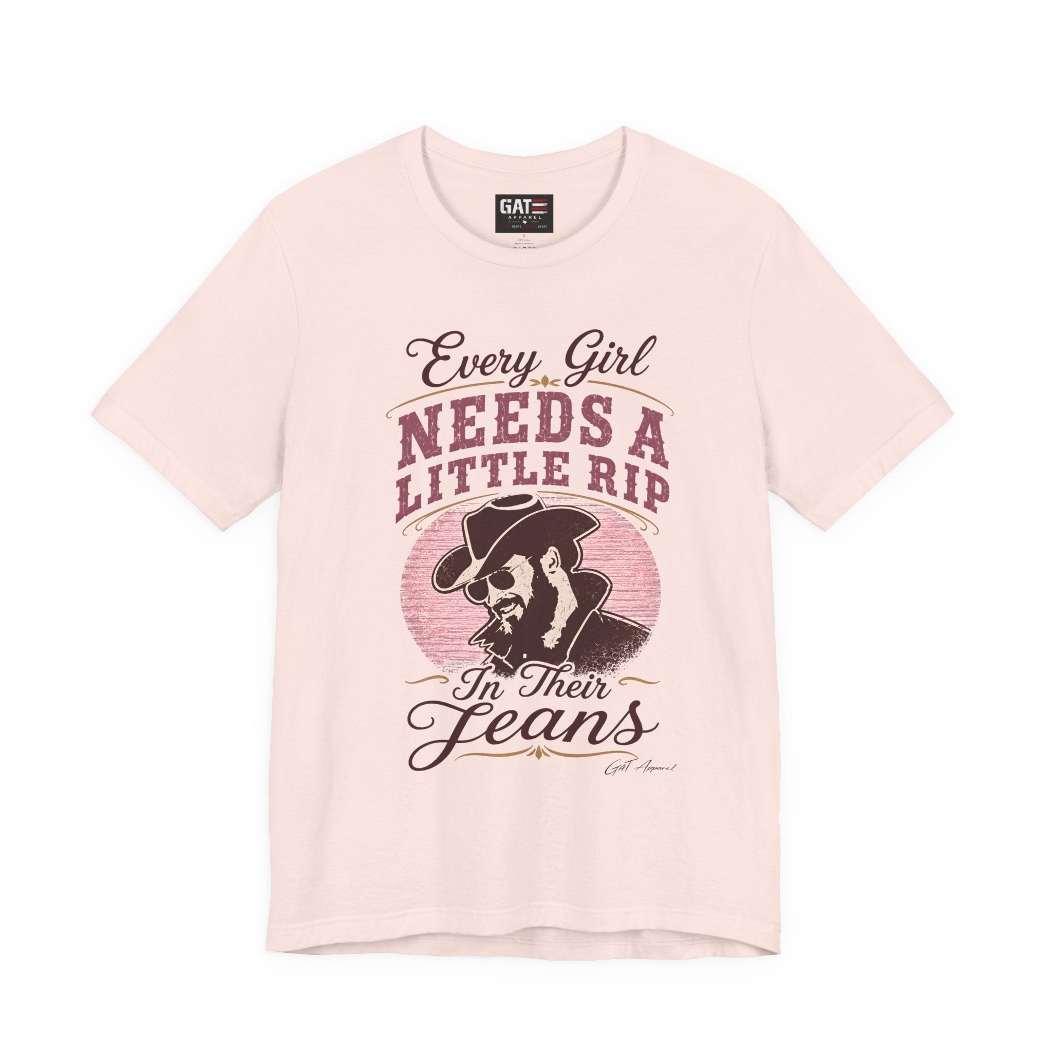Every Girl Needs A Little Rip In Their Jeans Pink Text Shirt | Dutton Ranch| Yellowstone Inspire Shirt