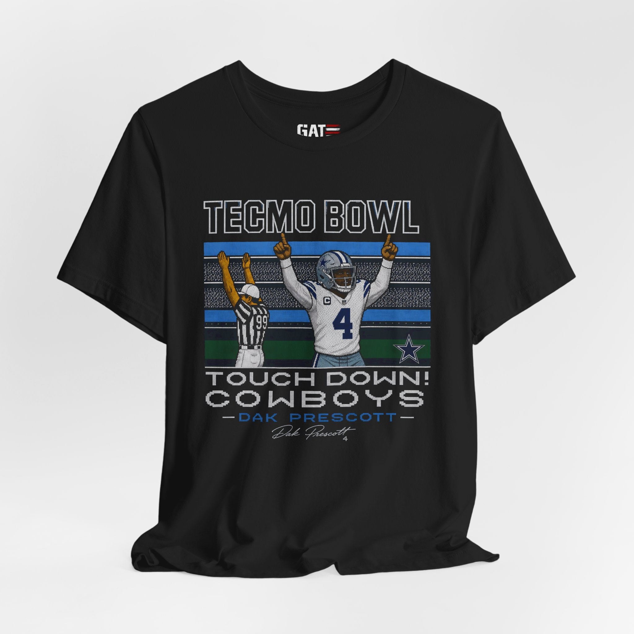 Dak Prescott Tecmo Bowl Shirt, Here We Go Dallas Football Team Tee, Retro Pixel Art Quarterback Game Day Gift