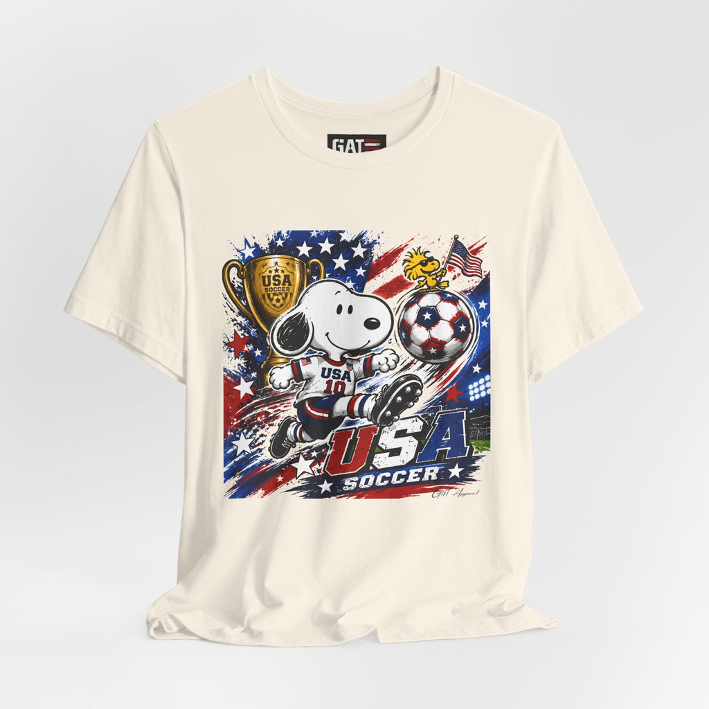Snoopy USA Soccer Tee | Patriotic Soccer Graphic T-Shirt