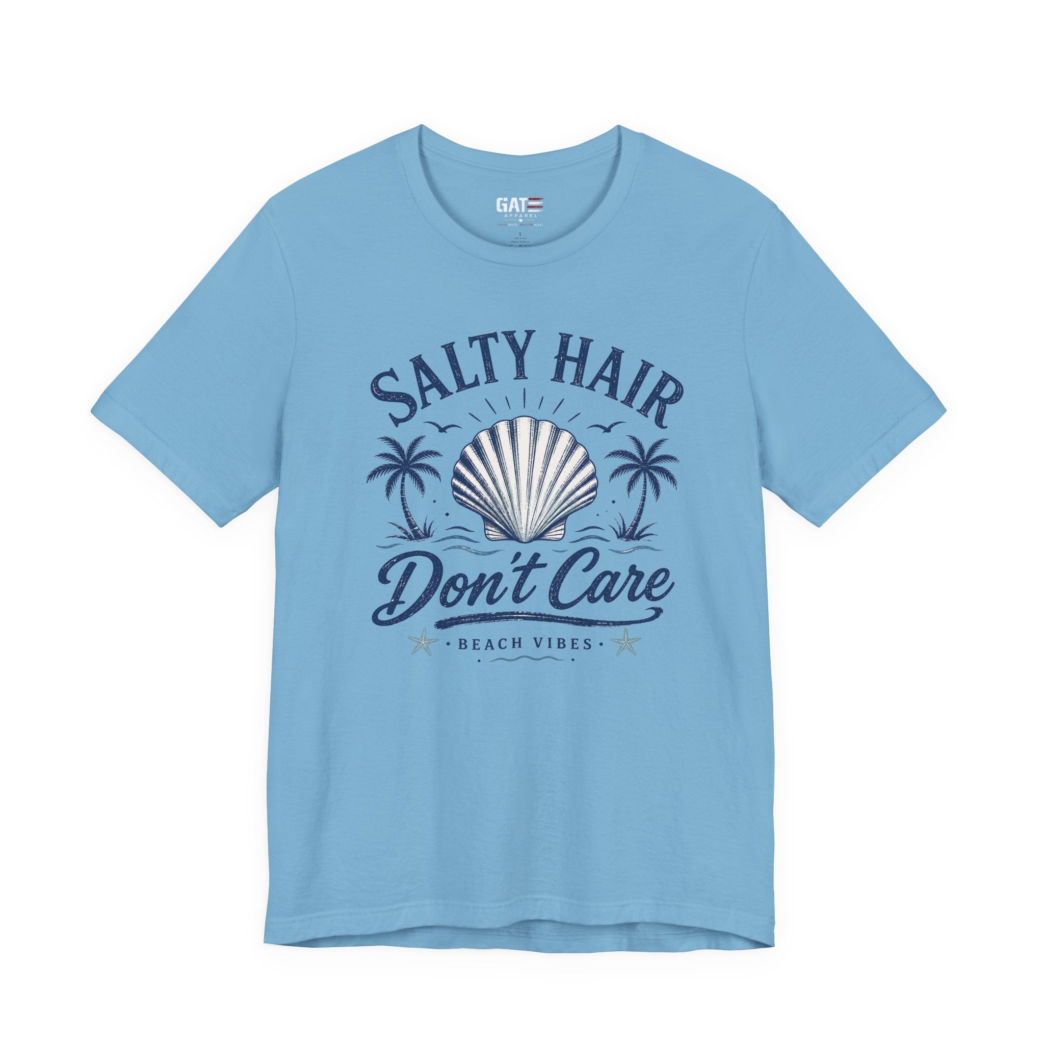 Salty Hair Don't Care T‑Shirt — Beach Vibes Shell Graphic Tee