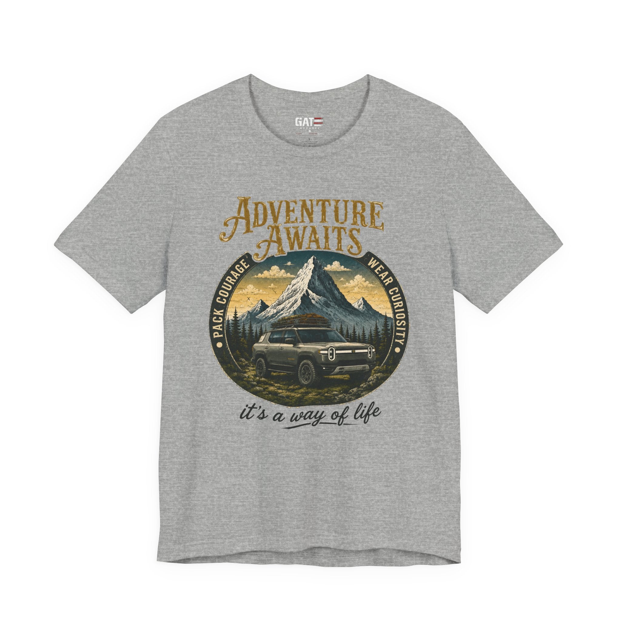 Adventure Awaits Shirt, Rivian Camping, Mountain Adventure Tee, Overlanding Shirt, Off Road SUV Graphic Tee, Outdoor, Nature Lover Shirt