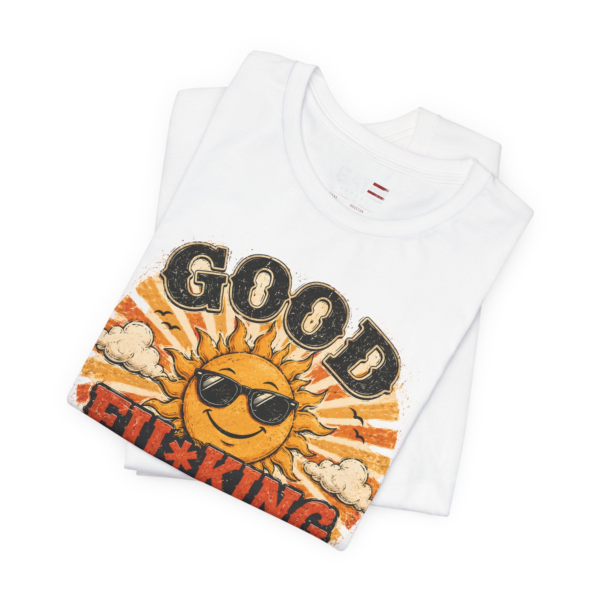 Good Fu*king Morning Shirt, Funny Sarcastic T Shirt, Retro Sunrise Tee, Coffee Lover Gift, Morning Person Humor Tee