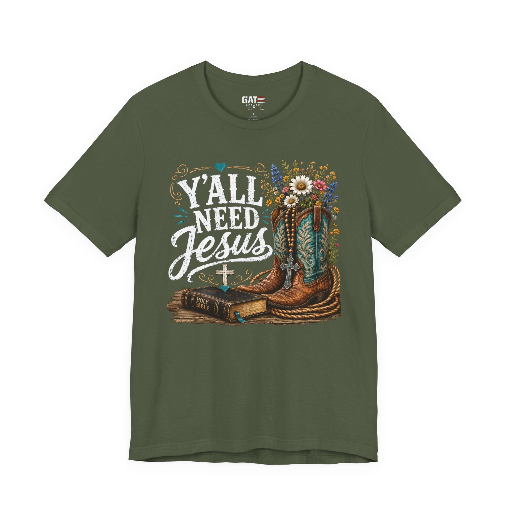Y'all Need Jesus Shirt, Christian Western Shirt, Cowgirl Faith Tee, Cowboy Boots Floral Shirt, Country Christian Gift for Women
