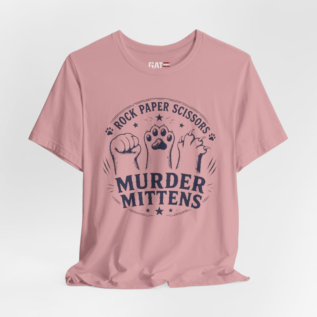 Rock Paper Scissors Murder Mittens Shirt, Funny Cat Lover Tee, Cat Paw Graphic T-Shirt, Cute Cat Mom Gift, Murder Mittens