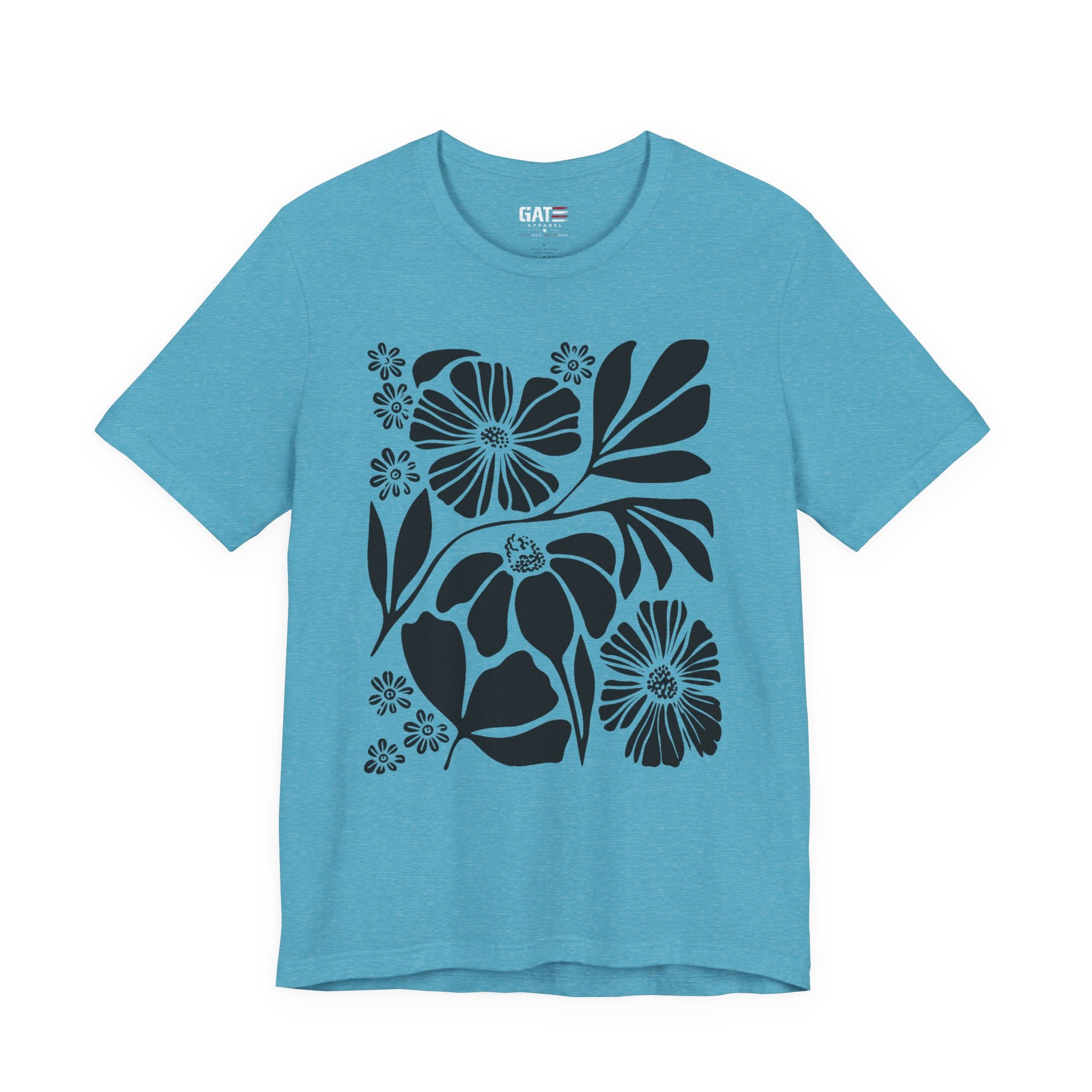 Floral Silhouette Tee — Black Botanical Flower Print