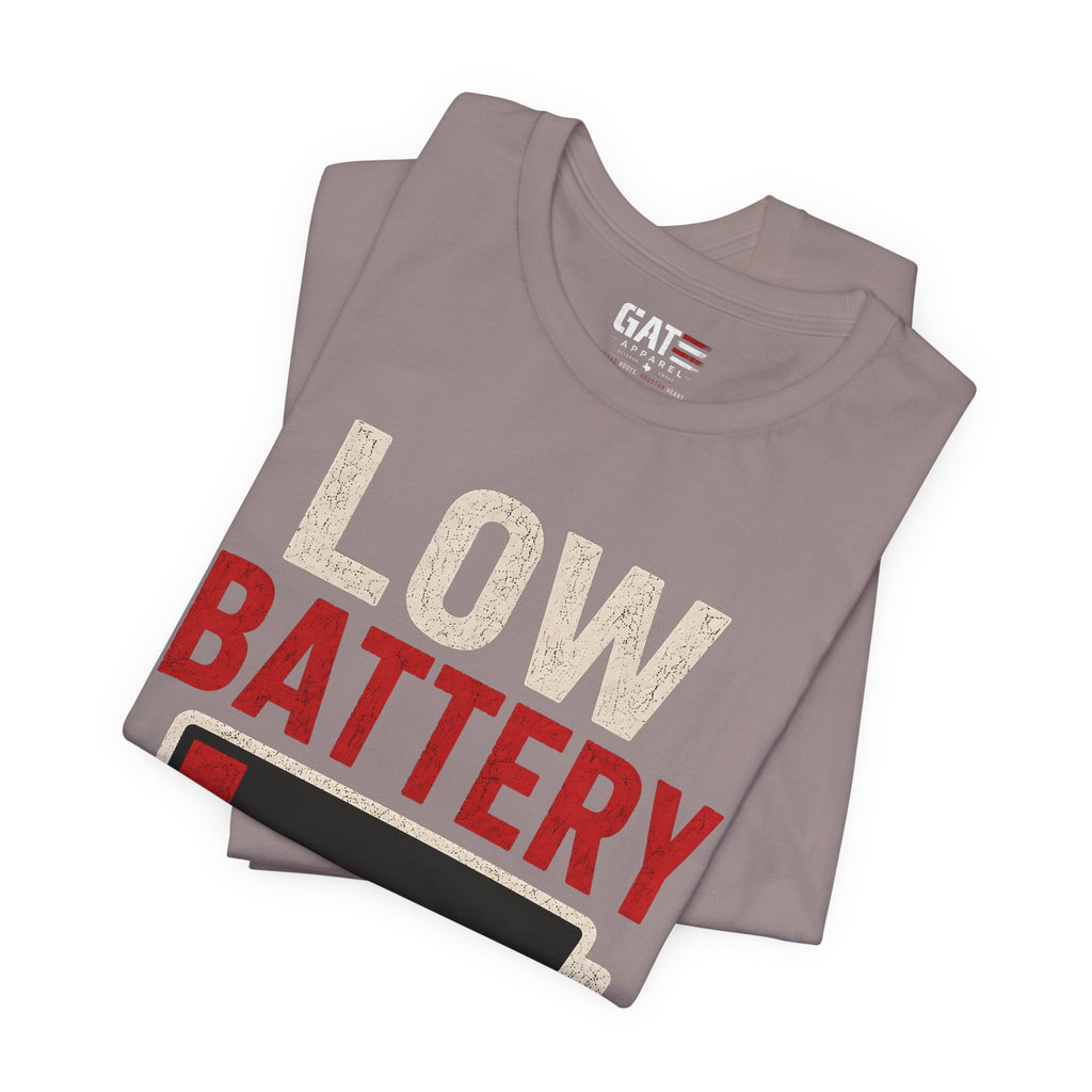 Low Battery Dad of 2 Kids Shirt, Funny Tired Dad Tee, Father of Four Gift, Parenting Humor Shirt, Exhausted Dad Graphic Tee