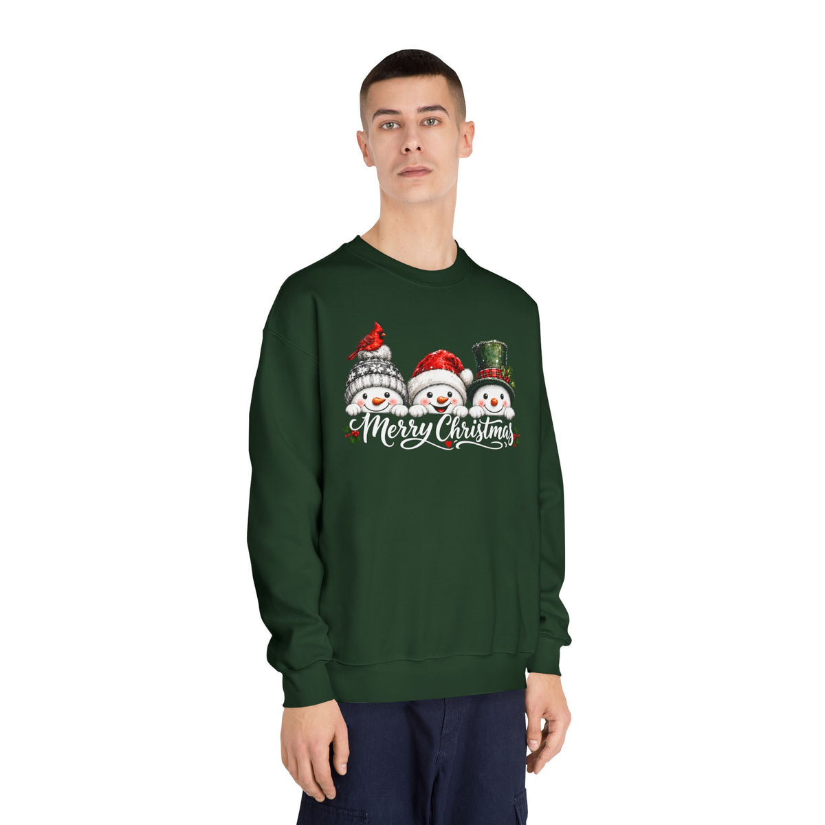 Merry Christmas Snowman Crewneck Sweatshirt - product mockup view 11