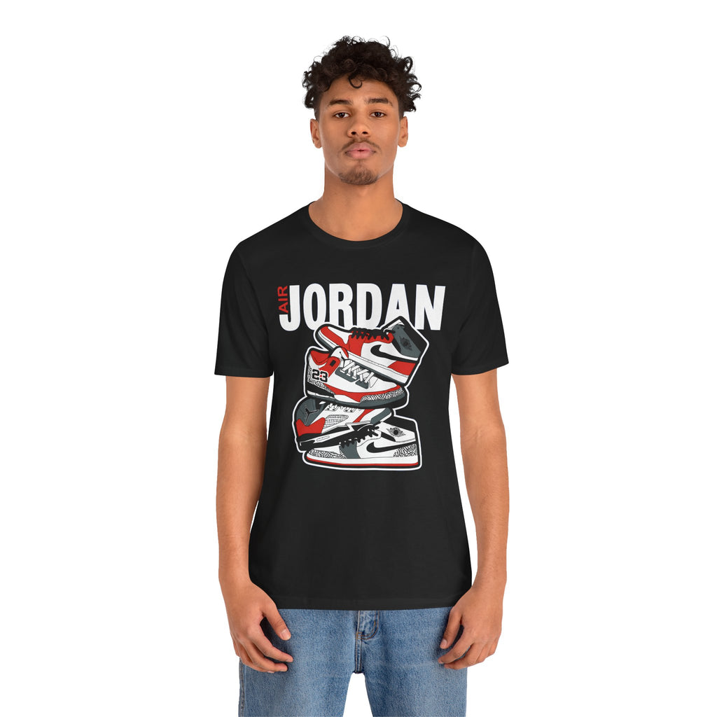 Jordan Sneaker Stack Tee — Retro Air Shoe Graphic T-Shirt