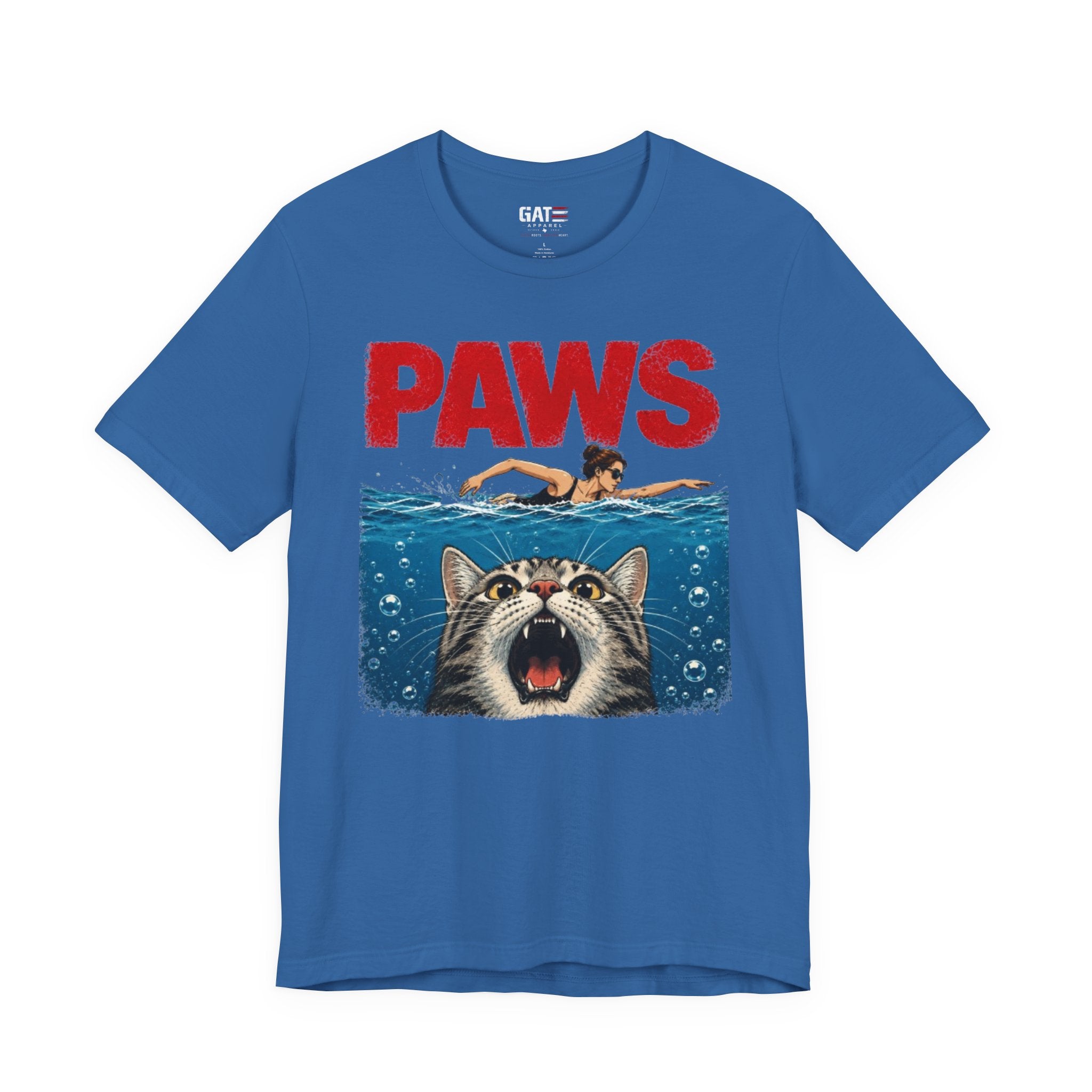 Paws Movie Parody T-Shirt — Retro Horror Cat Graphic Tee