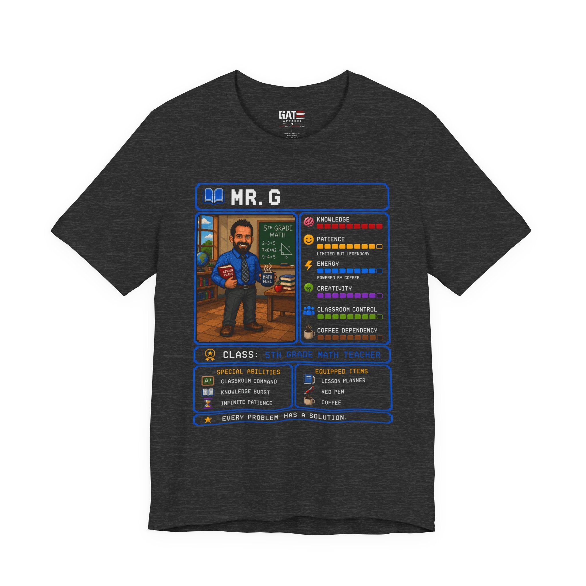 Custom Math Teacher RPG Character Shirt | Personalized Teacher Gift