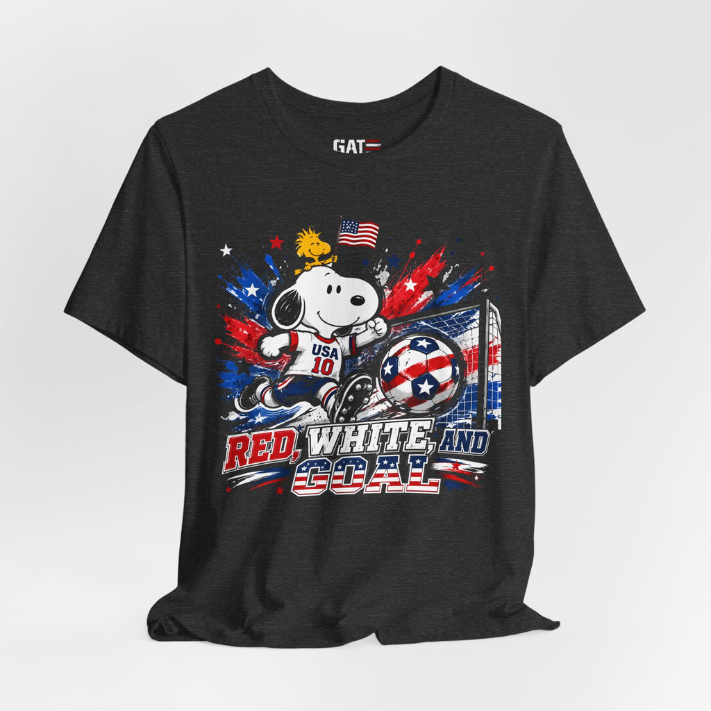 USA Soccer Snoopy Shirt, Red White and Goal Tee, Patriotic Soccer Fan Shirt, Fourth of July Soccer Graphic Tee