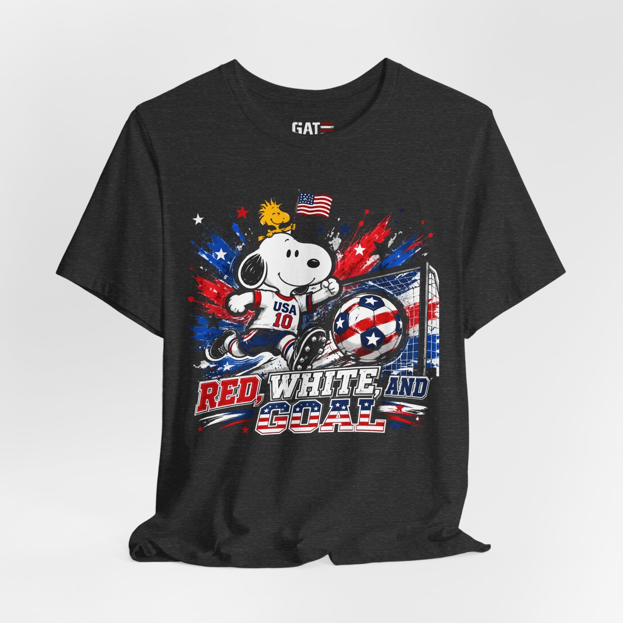 USA Soccer Snoopy Shirt, Red White and Goal Tee, Patriotic Soccer Fan Shirt, Fourth of July Soccer Graphic Tee