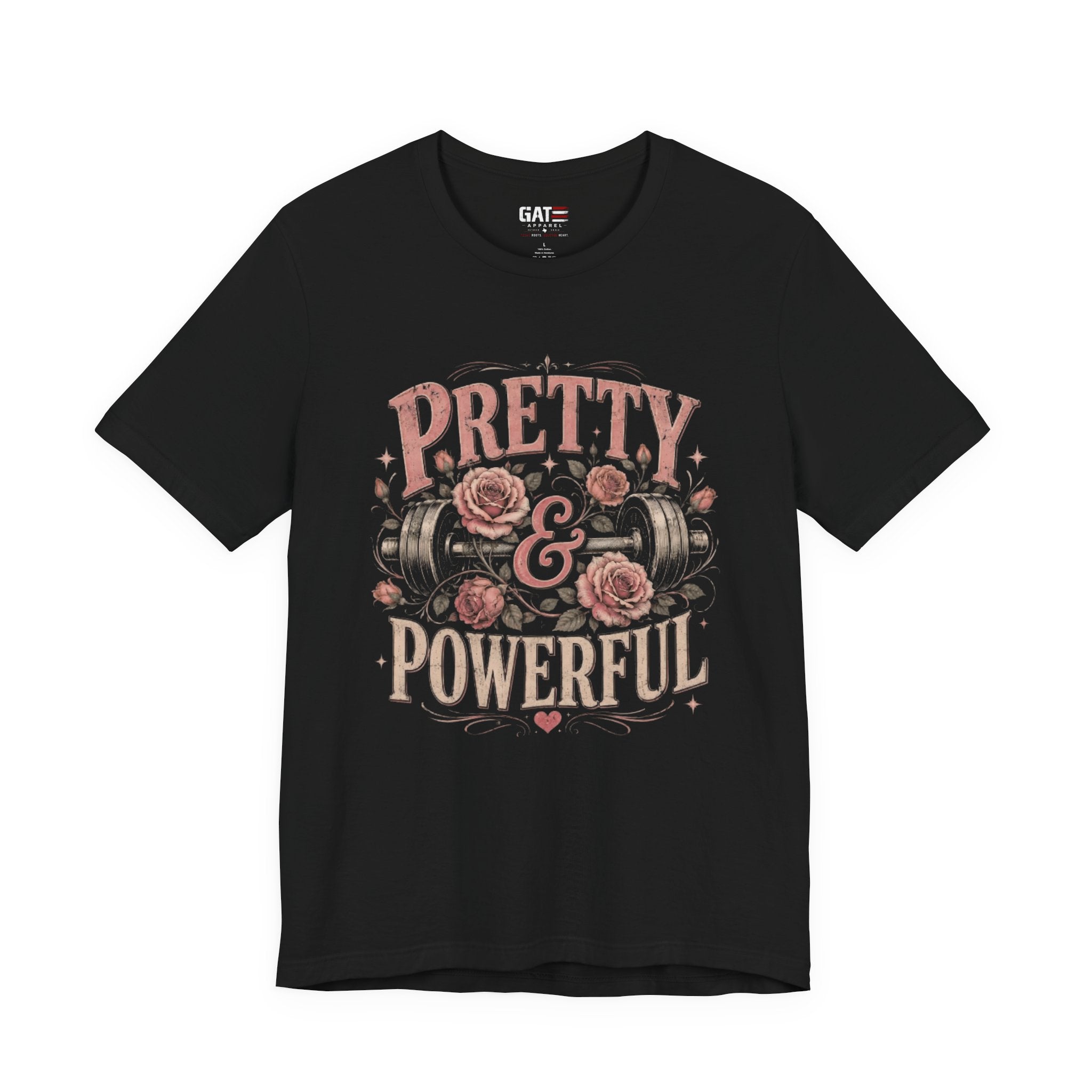 Pretty and Powerful Shirt, Women's Gym Shirt, Weightlifting Tee, Cute Fitness Shirt, Workout Gift for Strong Women