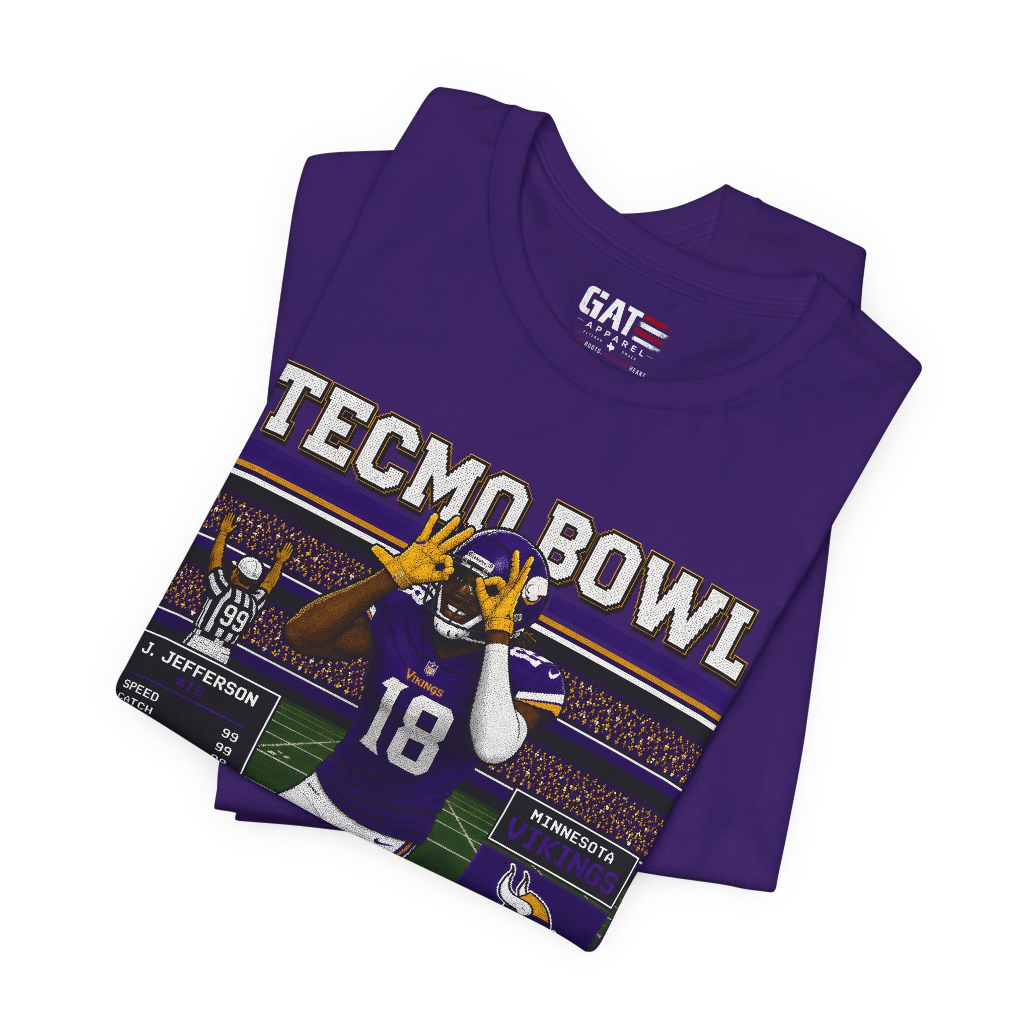 Justin Jefferson Tecmo Bowl Shirt Retro Football Tee JJettas Griddy Graphic Vintage Video Game Style Gift for Football Fans