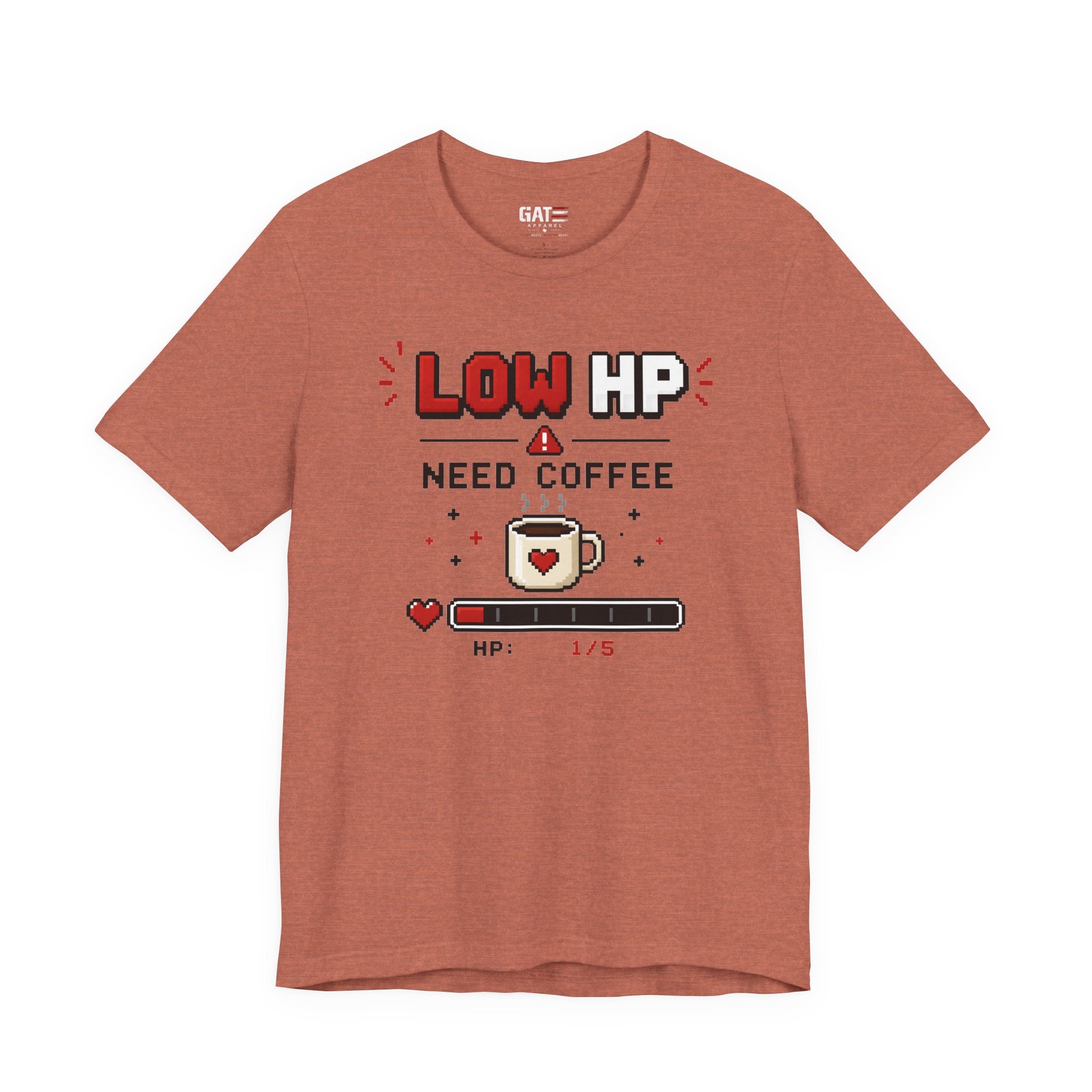 Funny Coffee Lover Shirt, Gamer Coffee Tee, Retro Pixel Art Shirt, Caffeine Addict Gift, Gaming T-Shirt