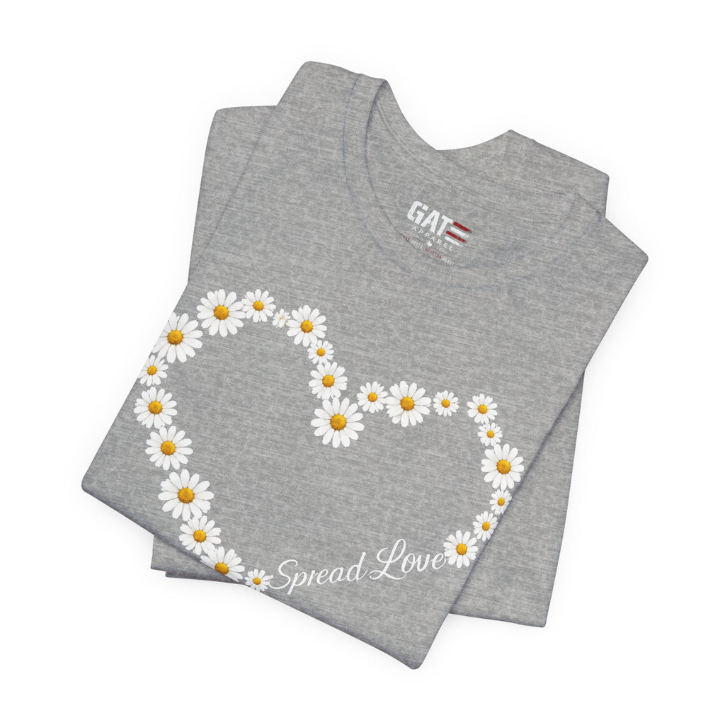 Daisy Heart Tee — "Spread Love" Floral Graphic T-Shirt