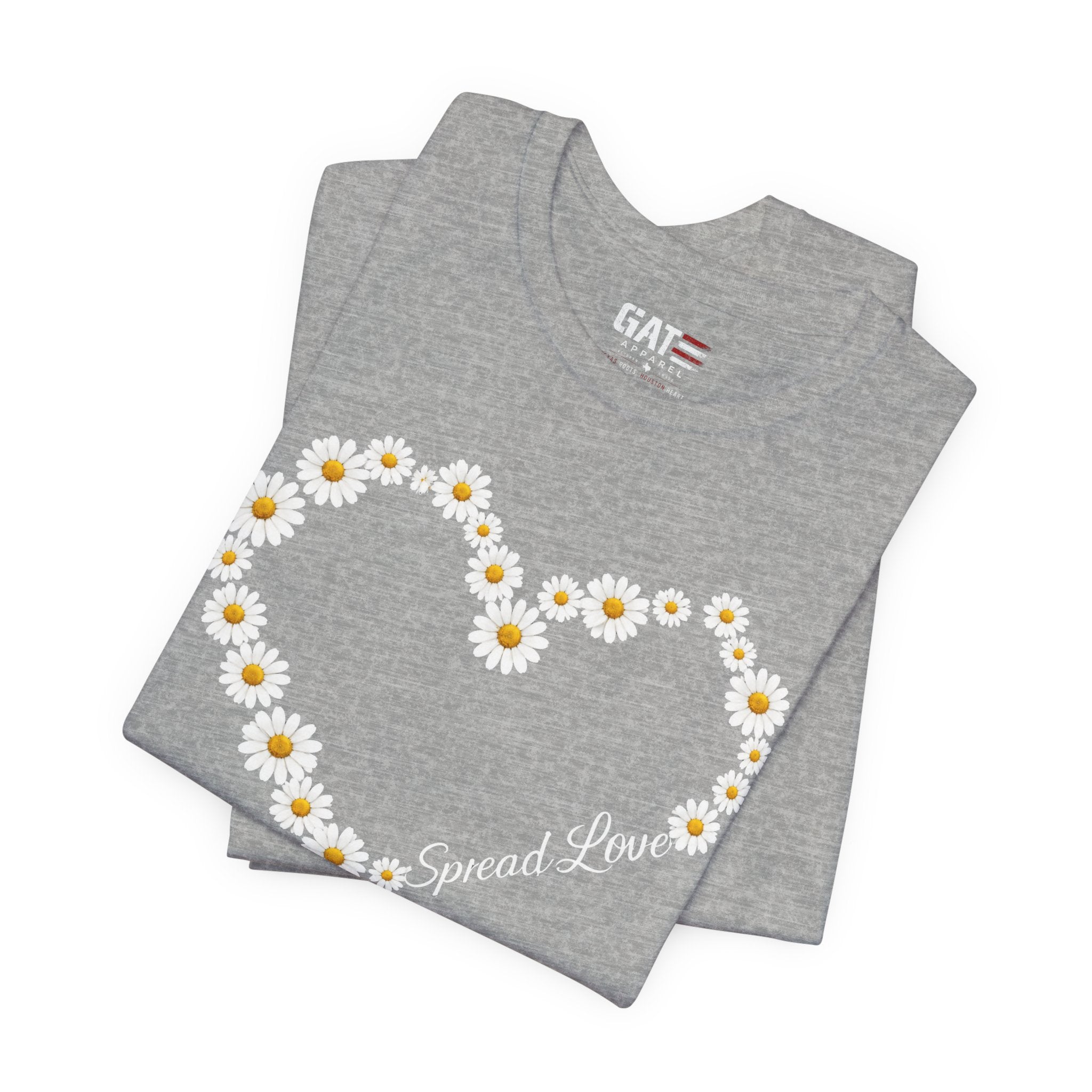 Daisy Heart Tee — "Spread Love" Floral Graphic T-Shirt