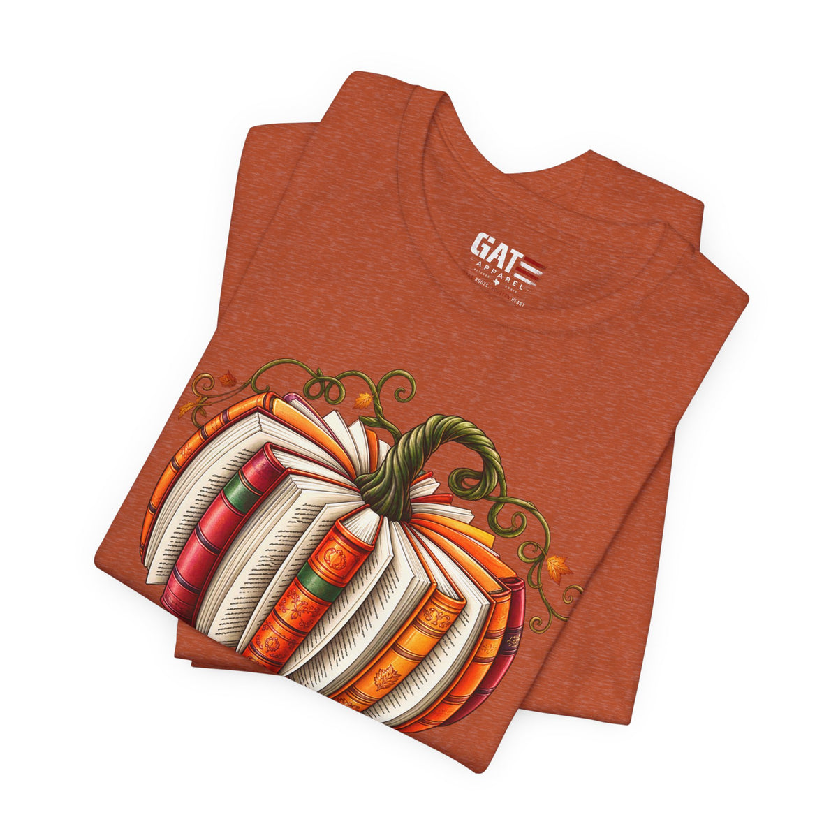 Fall Book Lover Shirt – Pumpkin Books Graphic Tee – product photo