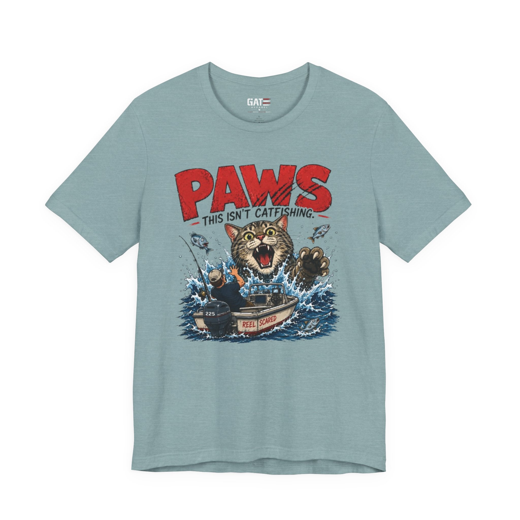 "PAWS This Isn't Catfishing" Fishing Cat Graphic Tee