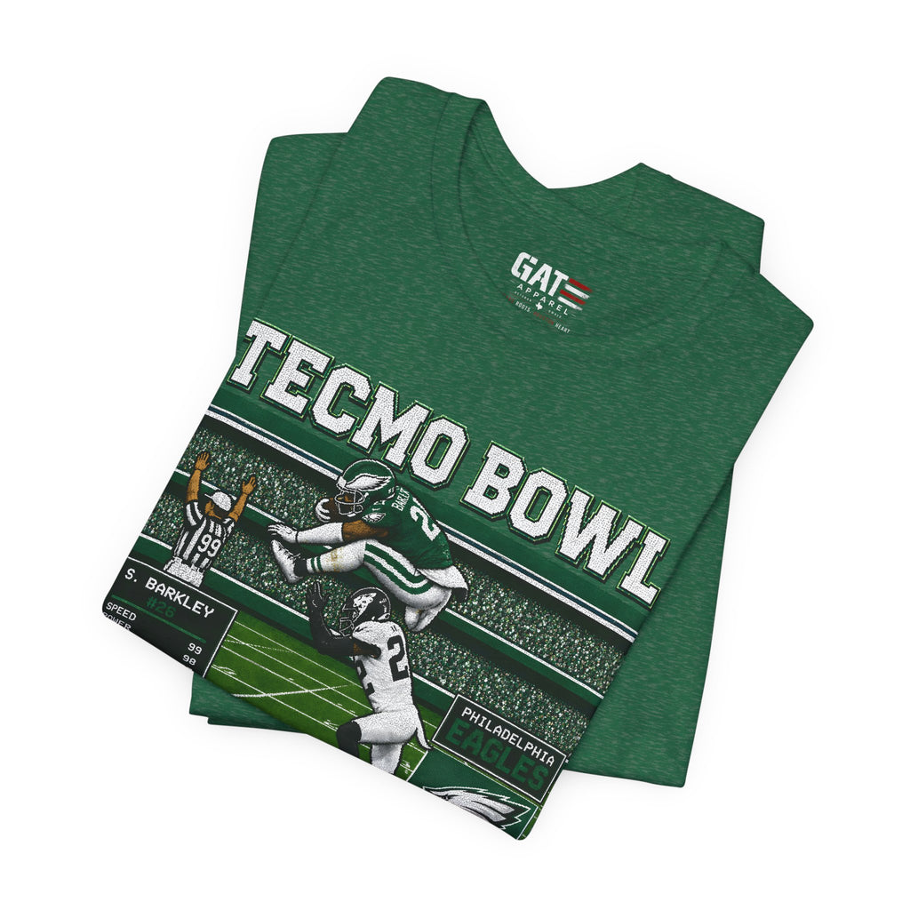 Saquon Barkley Tecmo Bowl Shirt Retro Eagles Football Tee Vintage Video Game Graphic T Shirt Gift for Football Fans