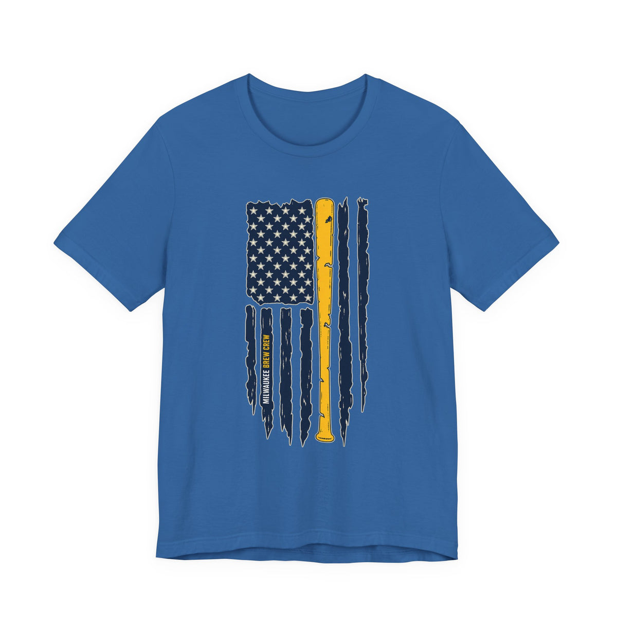 Milwaukee Brewers Brew Crew distressed baseball bat flag T-shirt - alternate product photo 3