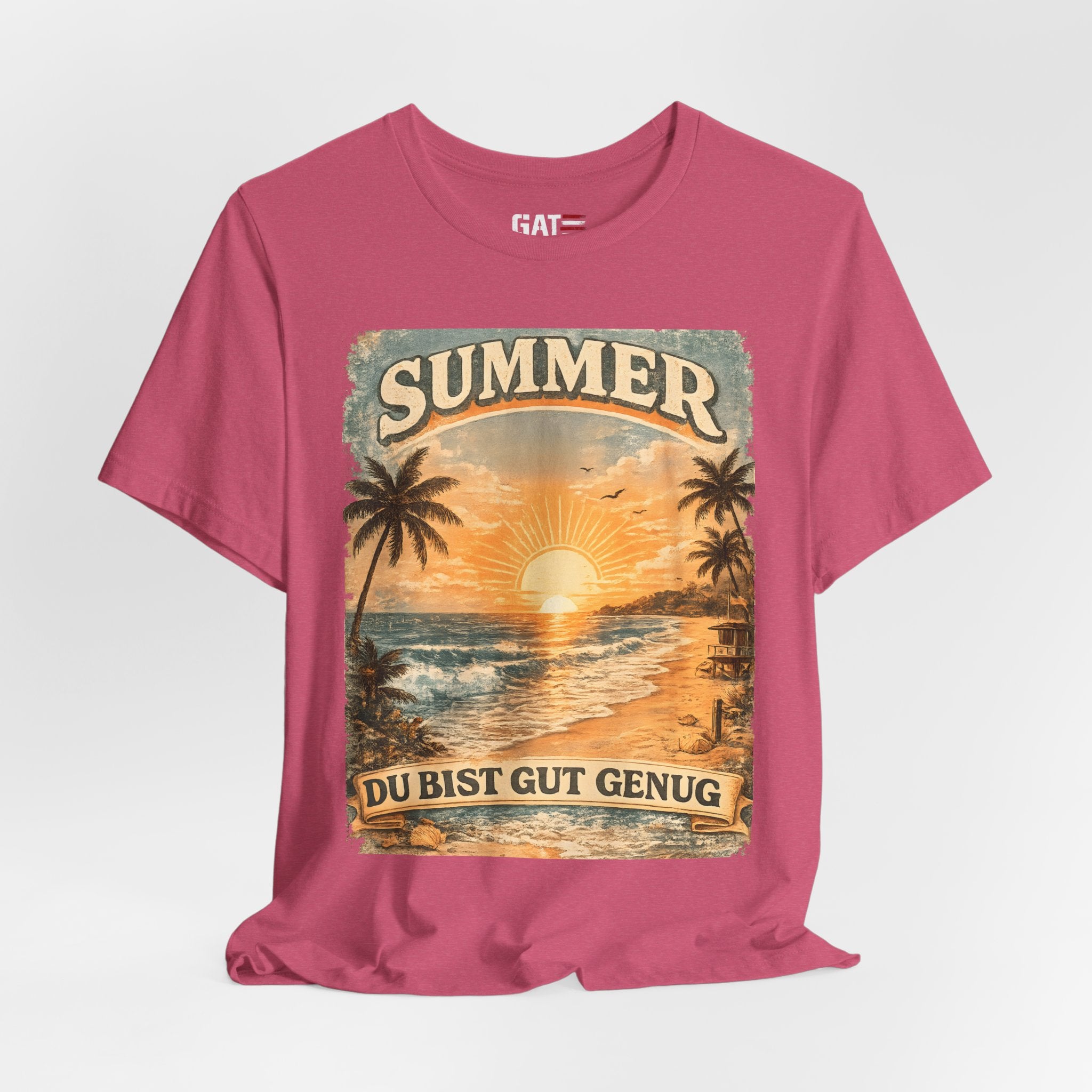 Du Bist Gut Genug Shirt, You Are Enough Tee, Summer Beach Sunset Graphic Shirt, German Quote Retro Aesthetic Tee