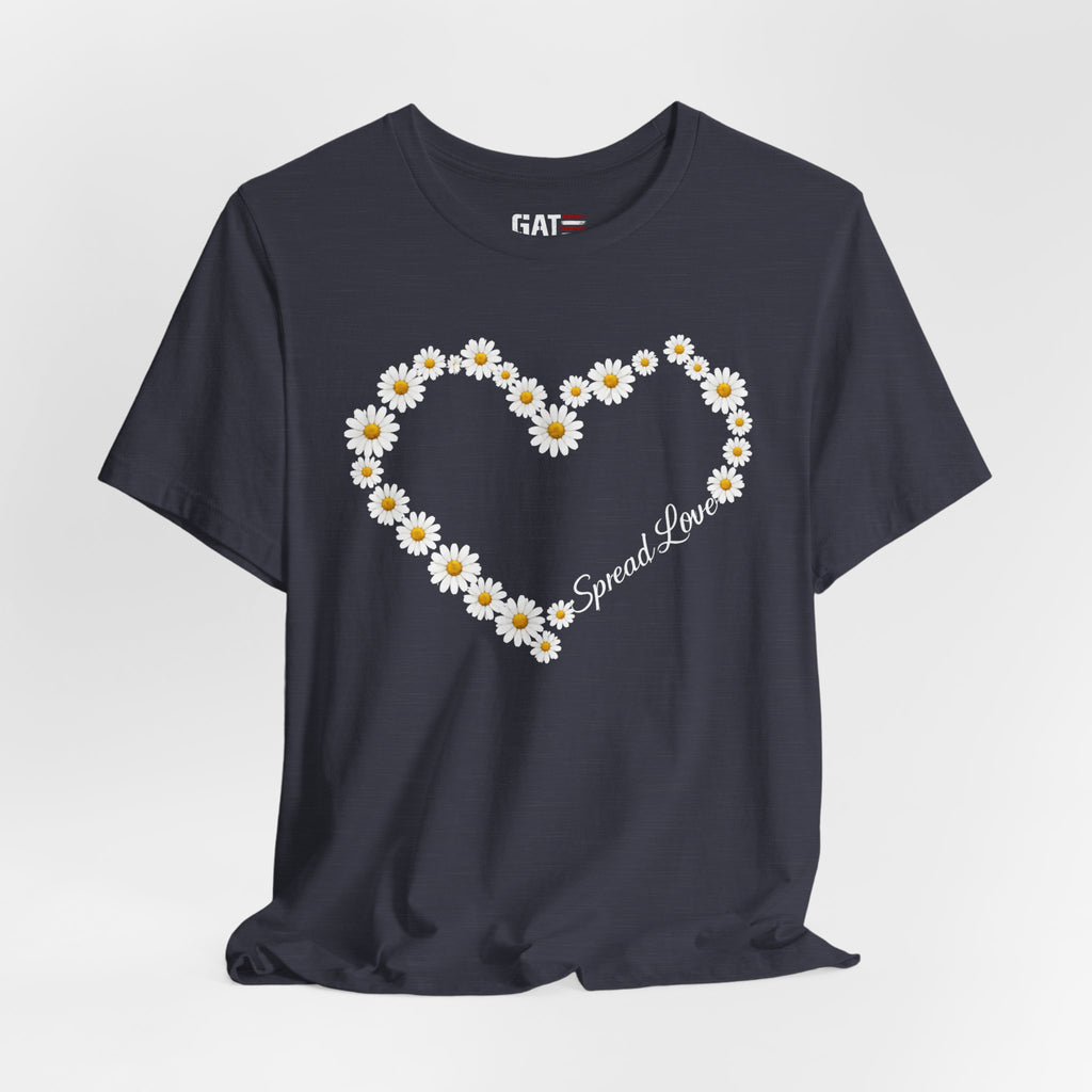Daisy Heart Tee — "Spread Love" Floral Graphic T-Shirt