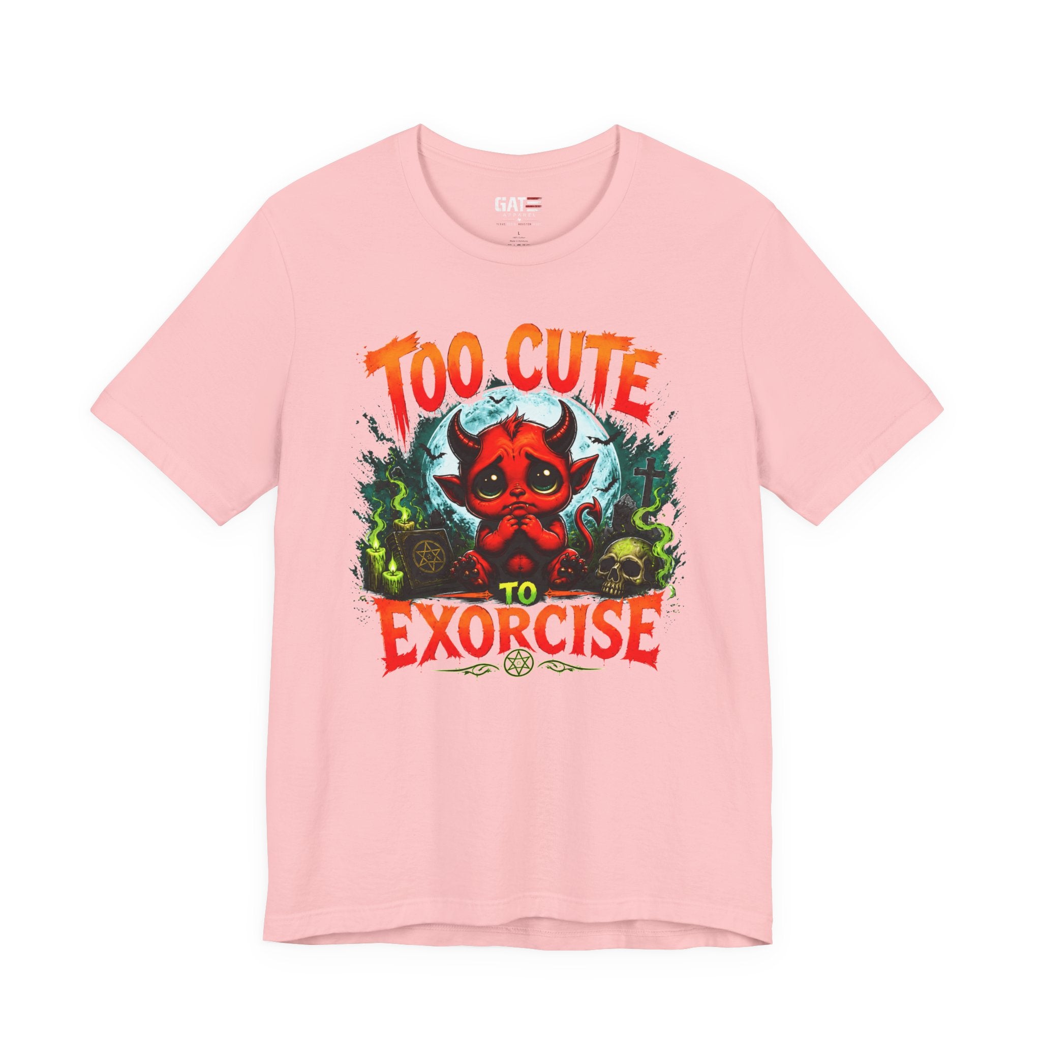 Too Cute to Exorcise T-Shirt — Cute Devil Graphic Tee (Halloween)