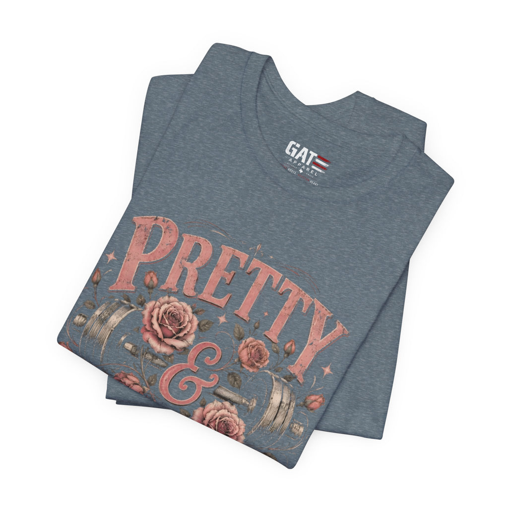 Pretty and Powerful Shirt, Women's Gym Shirt, Weightlifting Tee, Cute Fitness Shirt, Workout Gift for Strong Women