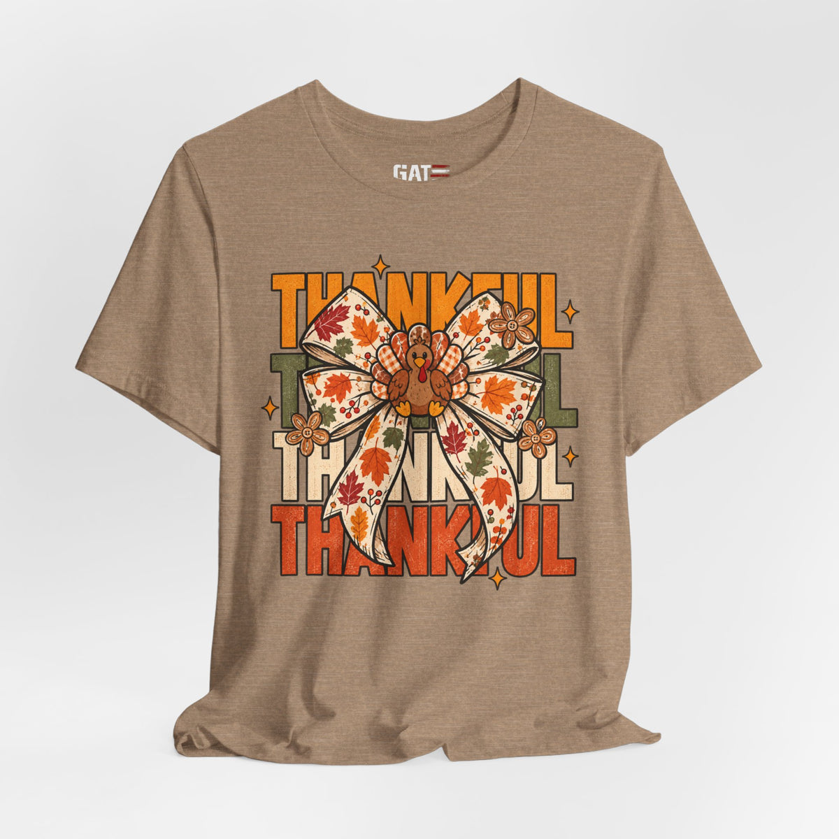 Thankful Bow Tee — Retro Fall Thanksgiving Graphic T-Shirt
