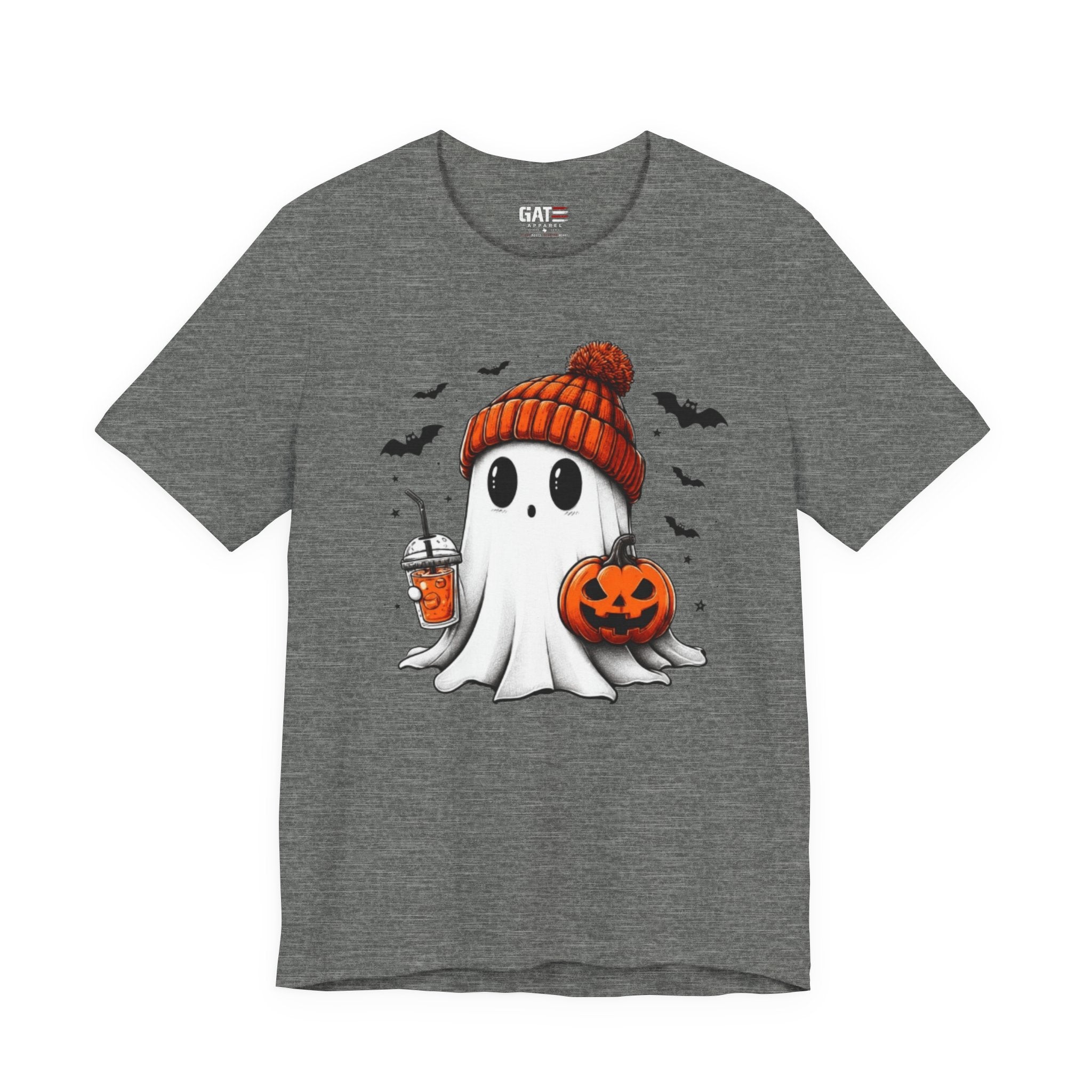 Halloween Ghost Tee — Cute Ghost with Pumpkin & Pumpkin Spice Drink T-Shirt