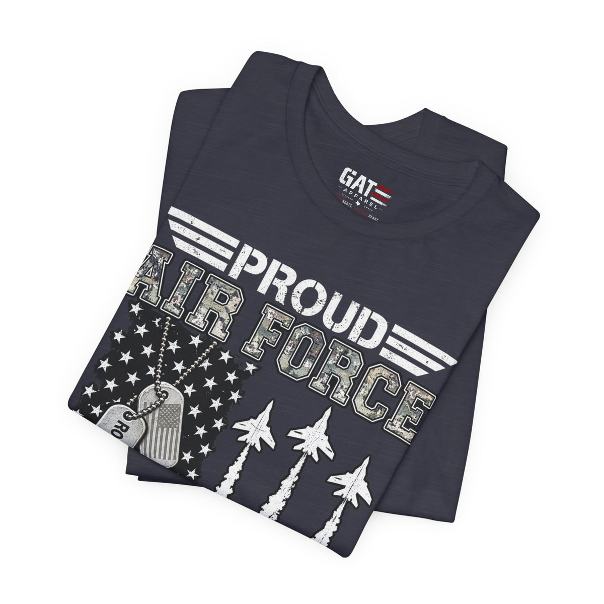 Air Force – Personalized Mom/Dad T-Shirt | Custom Name Dog Tag Tee