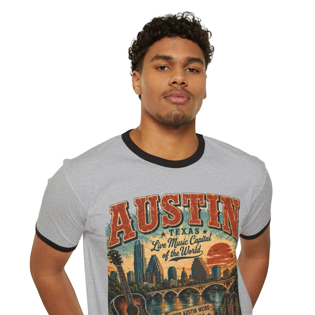 Austin Texas Vintage Guitar Ringer Tee