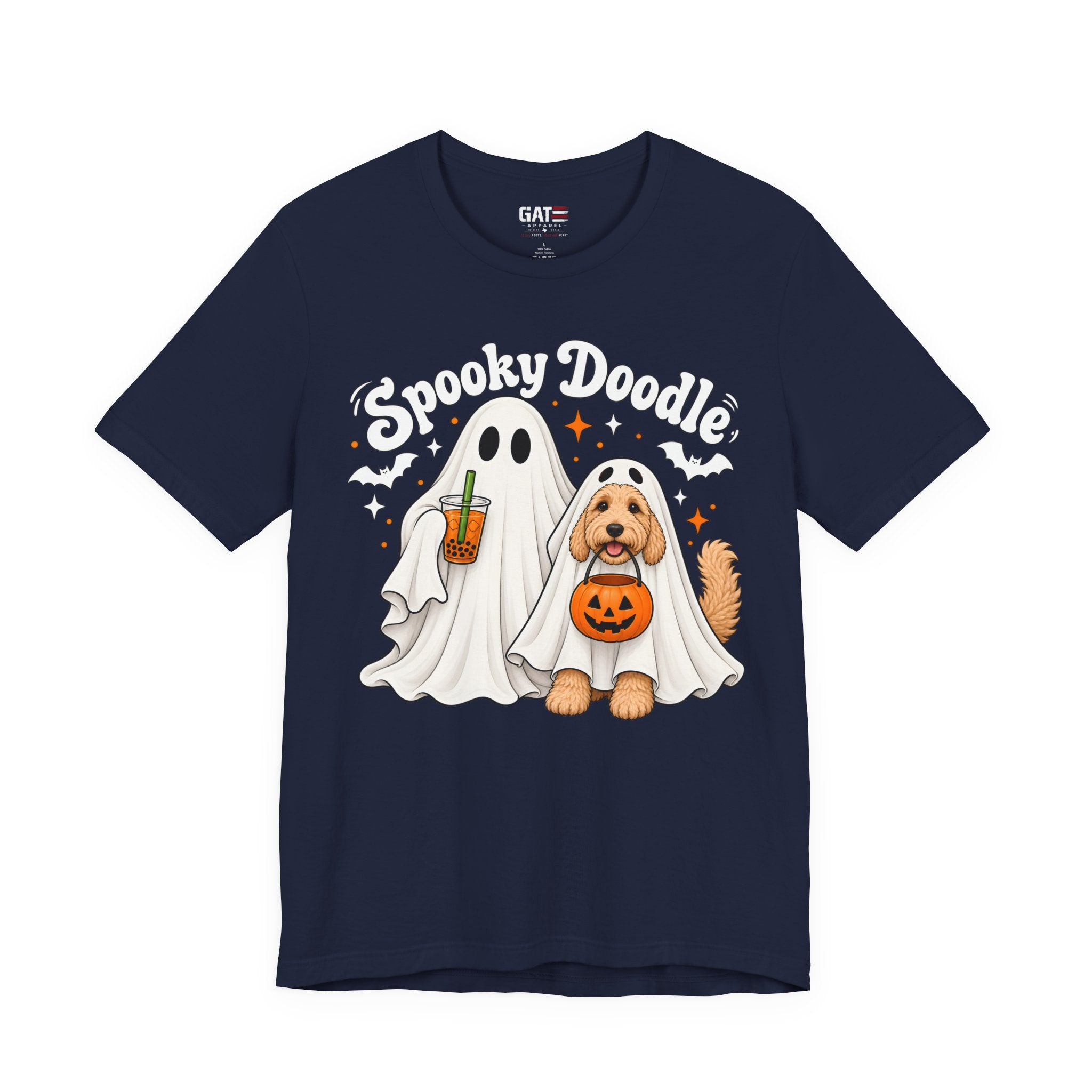 Spooky Doodle Halloween T-Shirt — Ghost & Doodle Dog Pumpkin Costume