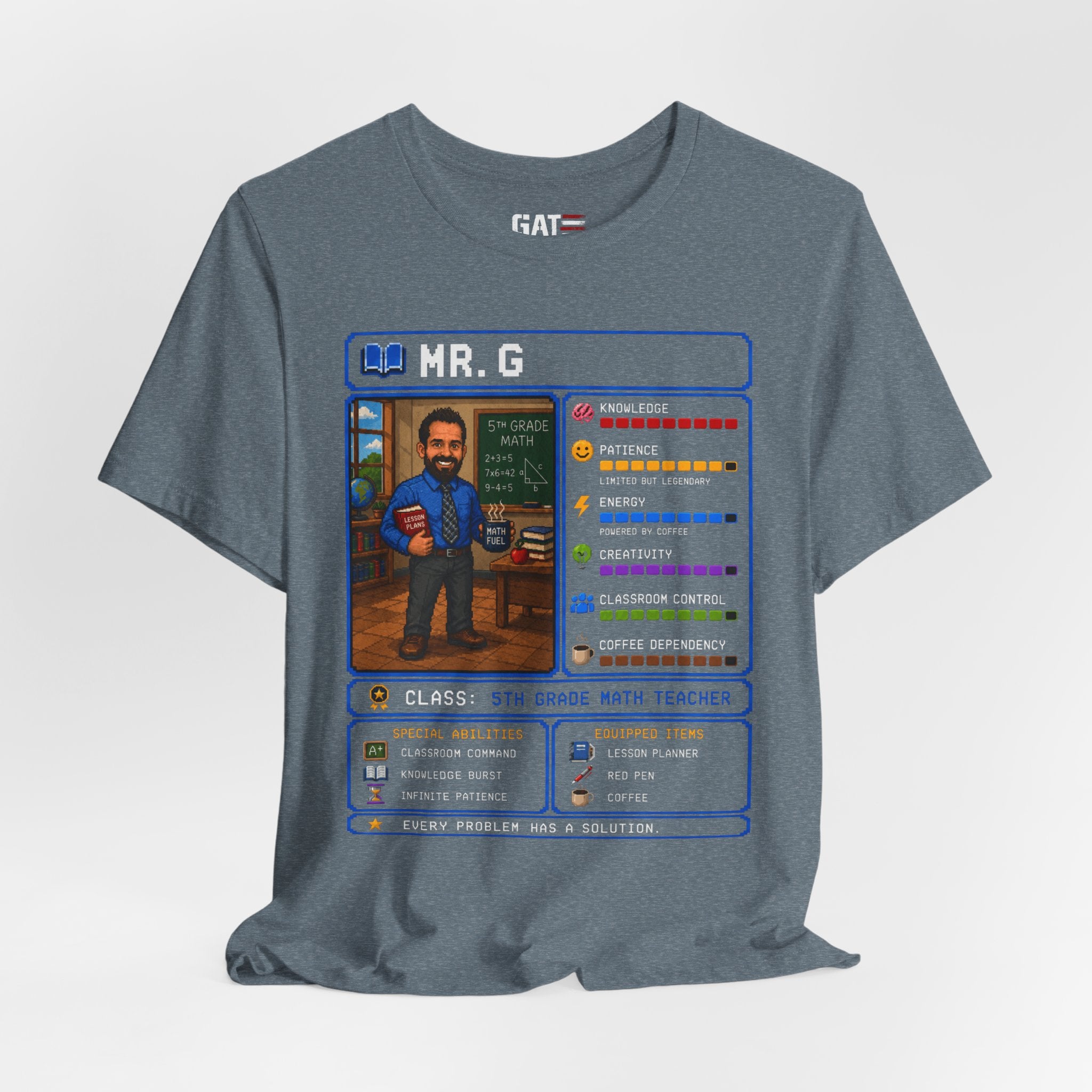 Custom Math Teacher RPG Character Shirt | Personalized Teacher Gift