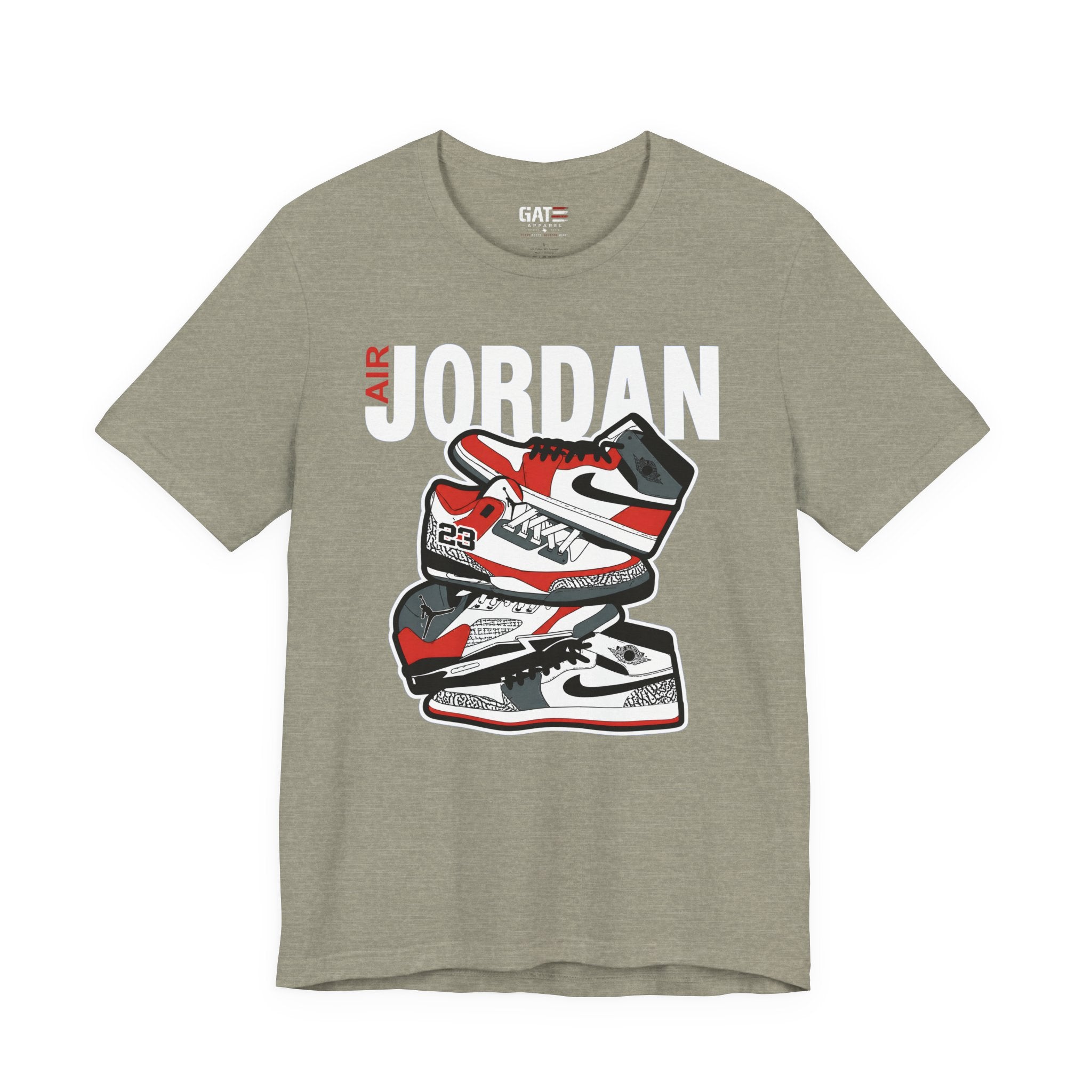 Jordan Sneaker Stack Tee — Retro Air Shoe Graphic T-Shirt
