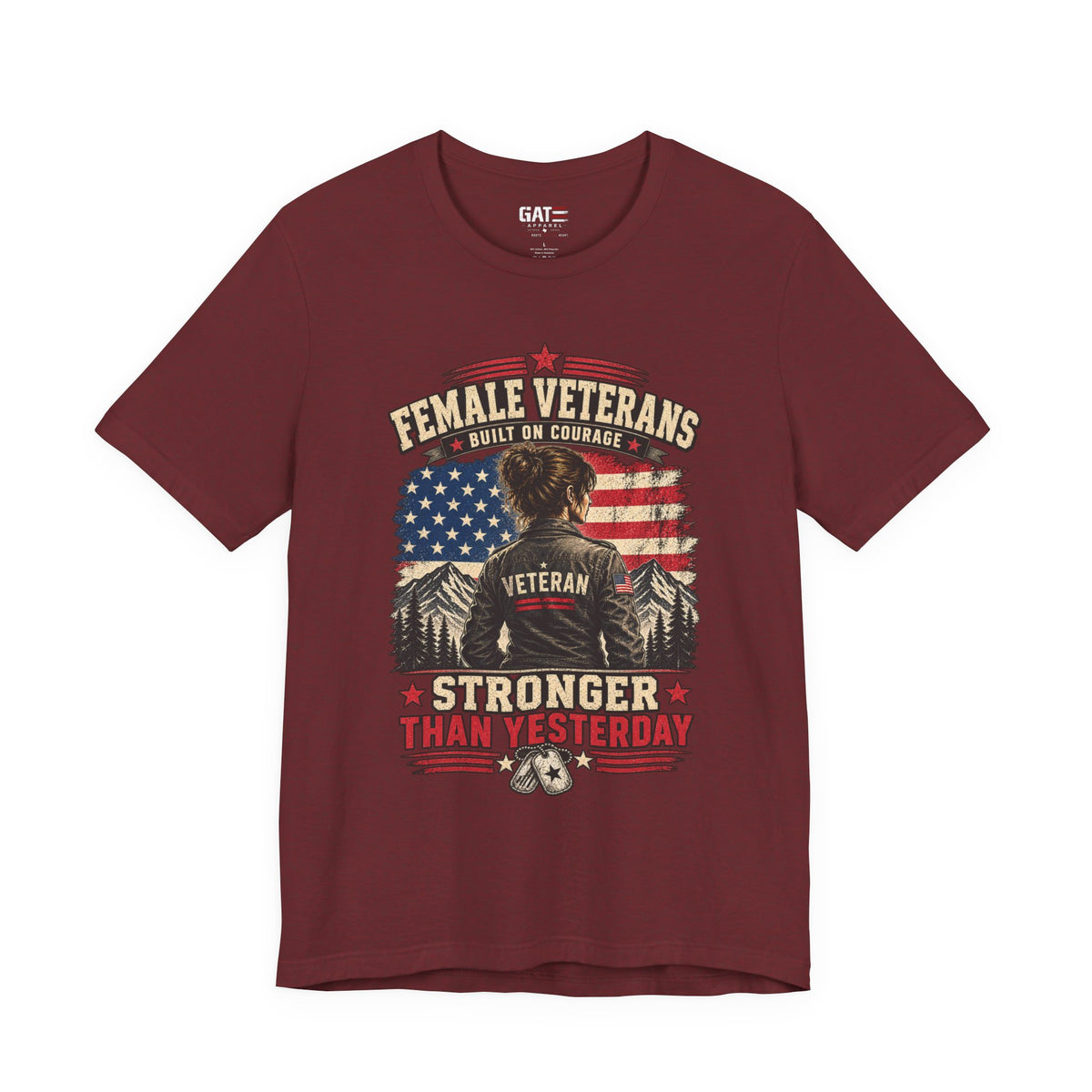 Built on Courage Female Veteran Shirt | Patriotic Tee