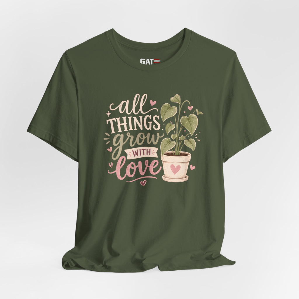 Plant Lover Shirt, All Things Grow With Love Shirt, Gardening Shirt, Botanical Tee, Plant Mom Gift, Flower Lover