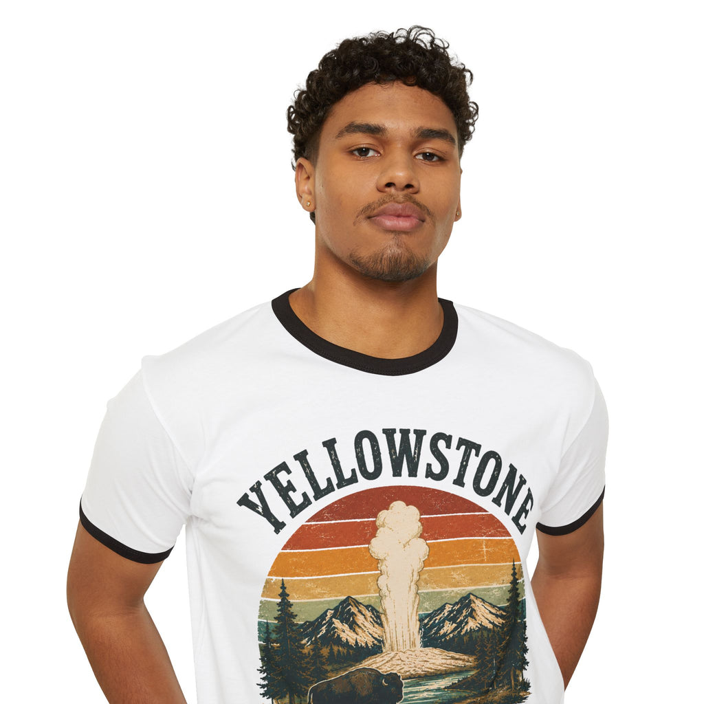 Yellowstone National Park Ringer T-Shirt — Retro Geyser Graphic