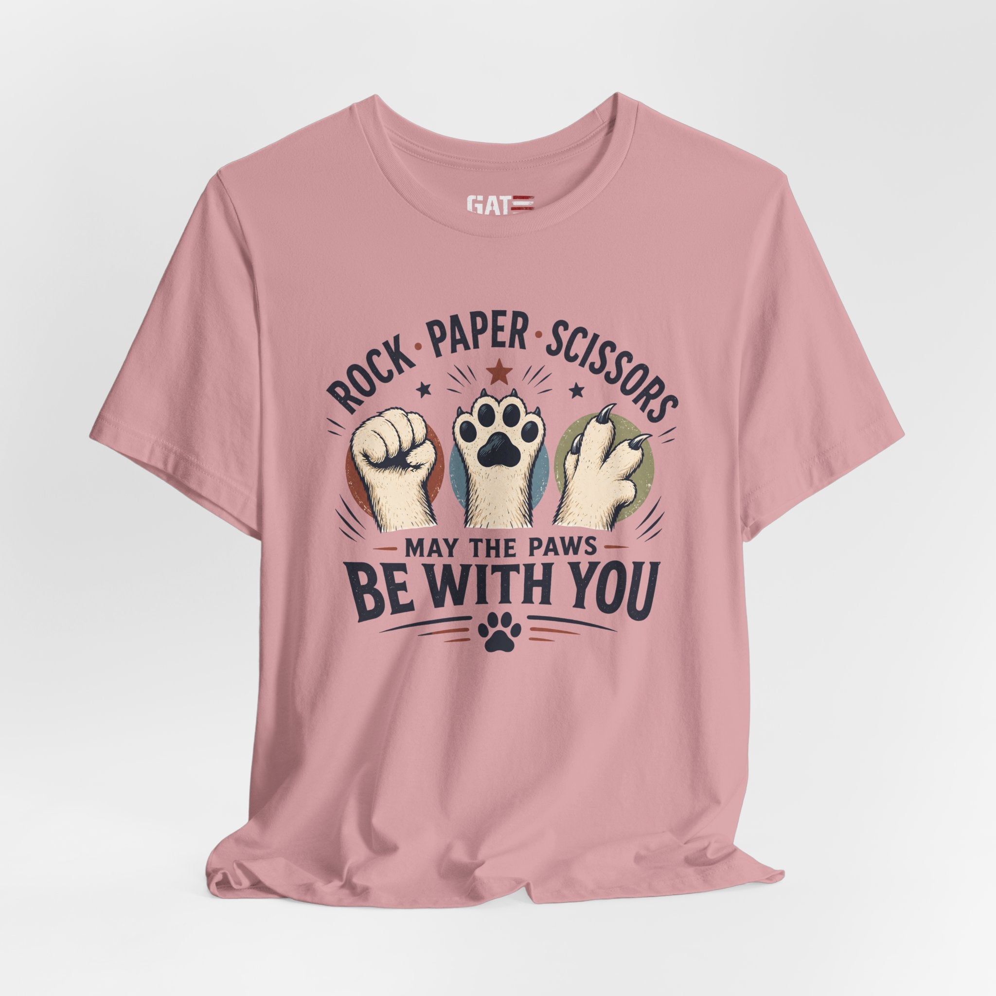 Rock Paper Scissors Cat Shirt, May The Paws Be With You Tee, Funny Cat Lover Gift, Cute Pet Paw Graphic Tee, Cat Mom Dad Shirt